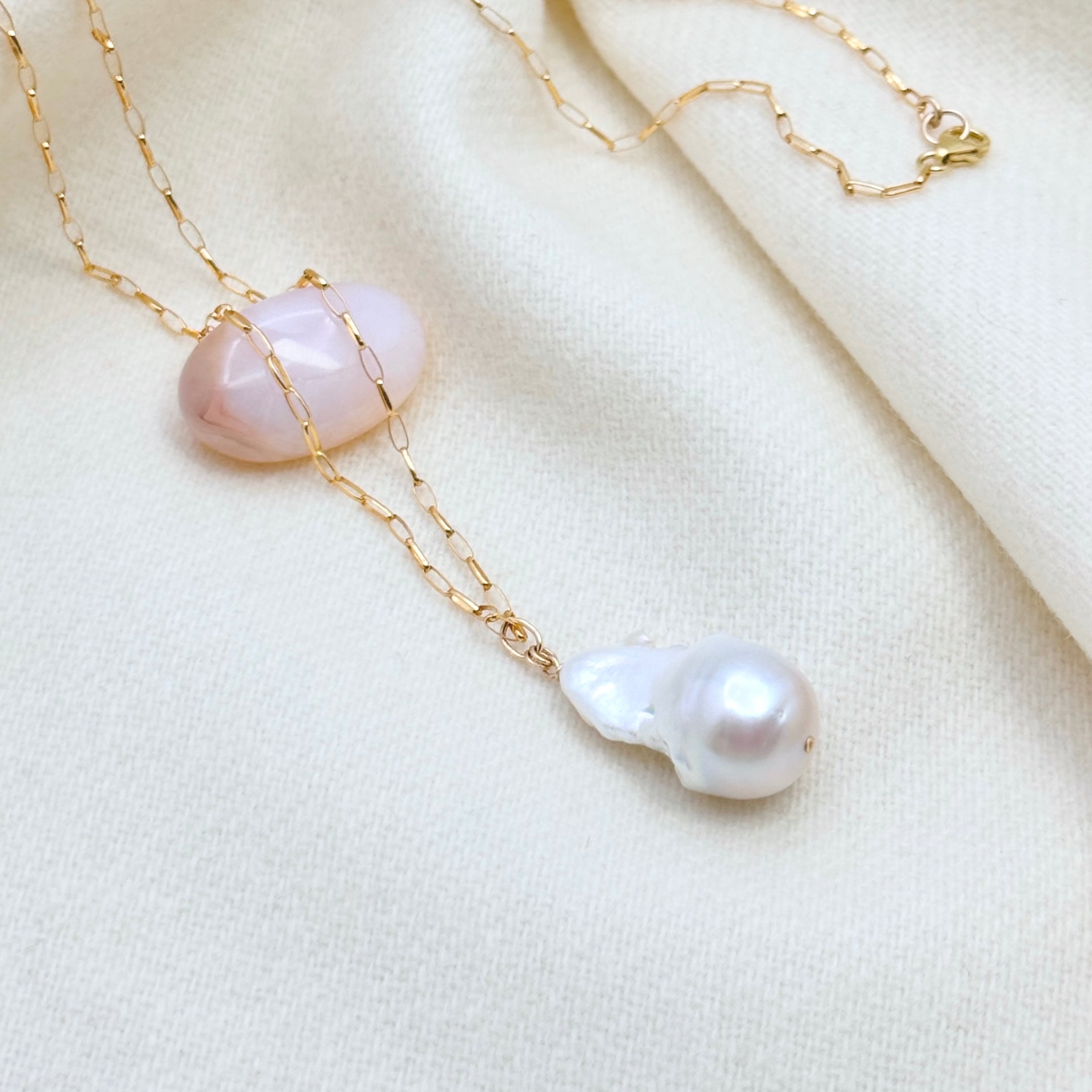 14k Gold-Filled Long Baroque Pearl Necklace