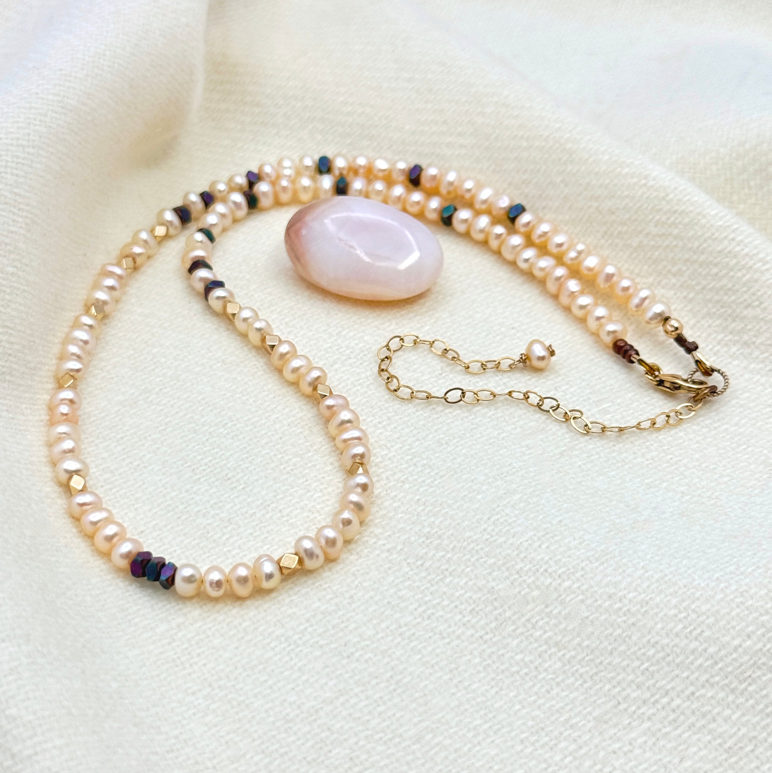 Ivory Pearl, Hematite, & Gold-Filled Necklace
