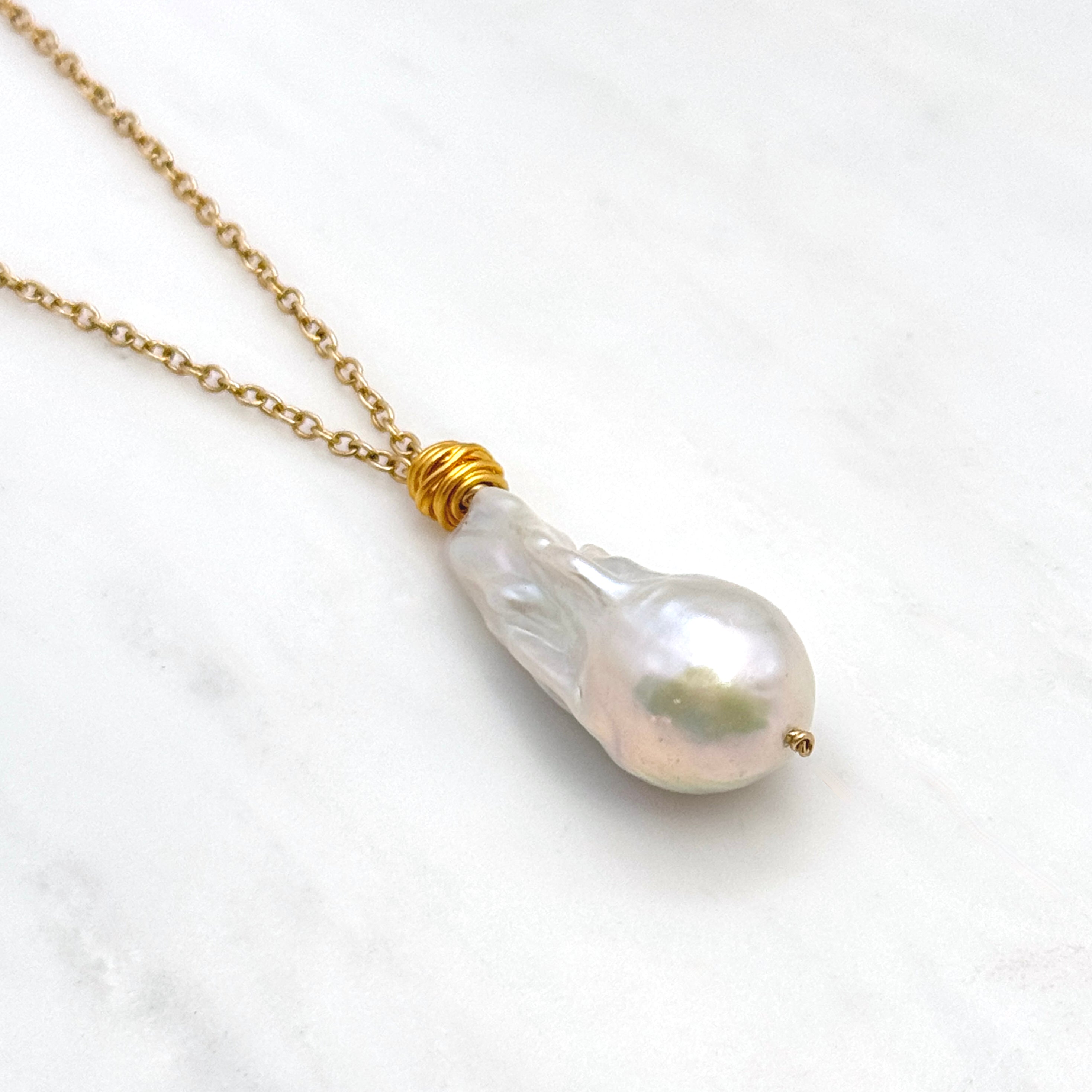 14k Gold-Filled Large Baroque Pearl Necklace