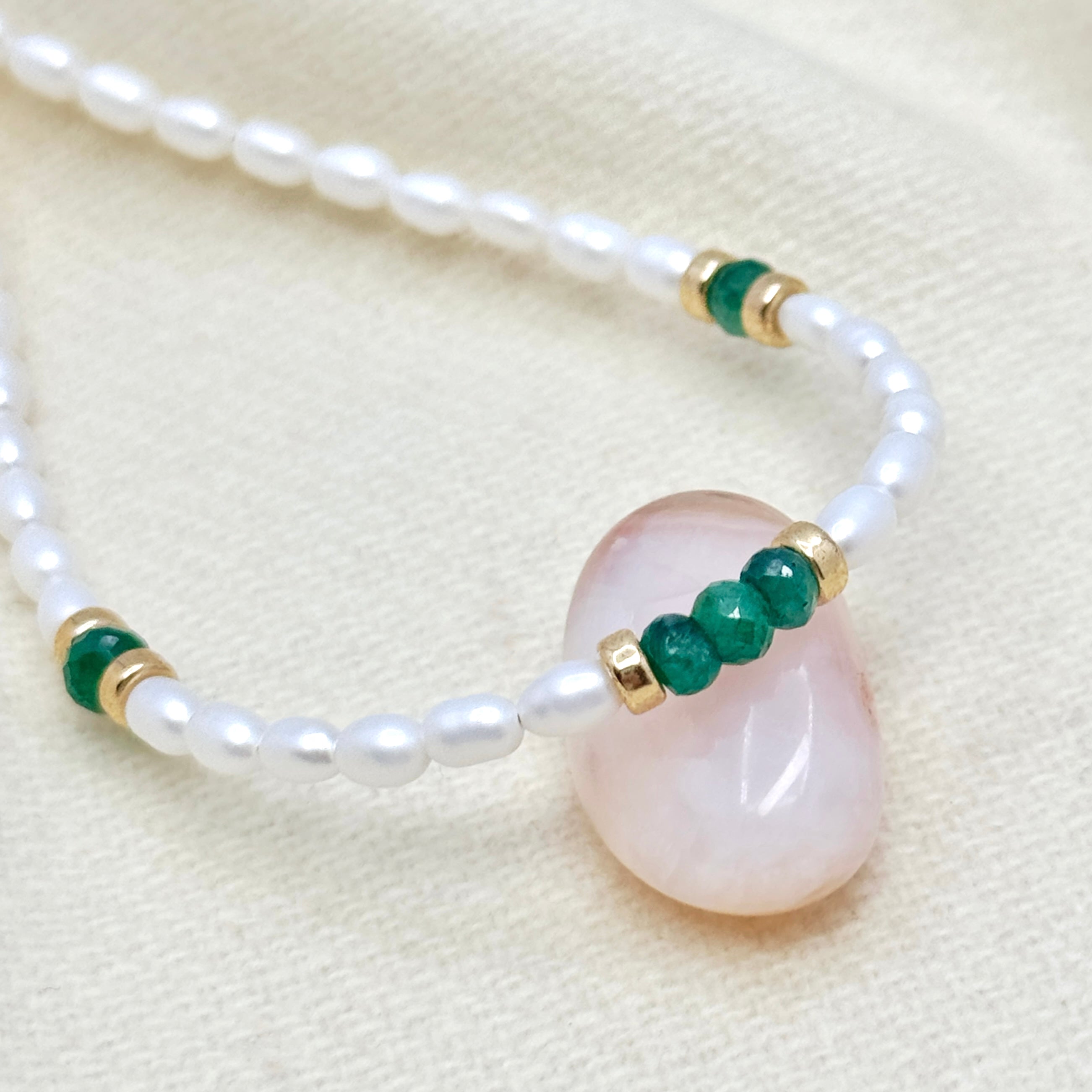 Pearl, Emerald, & Gold-Filled Accent Necklace
