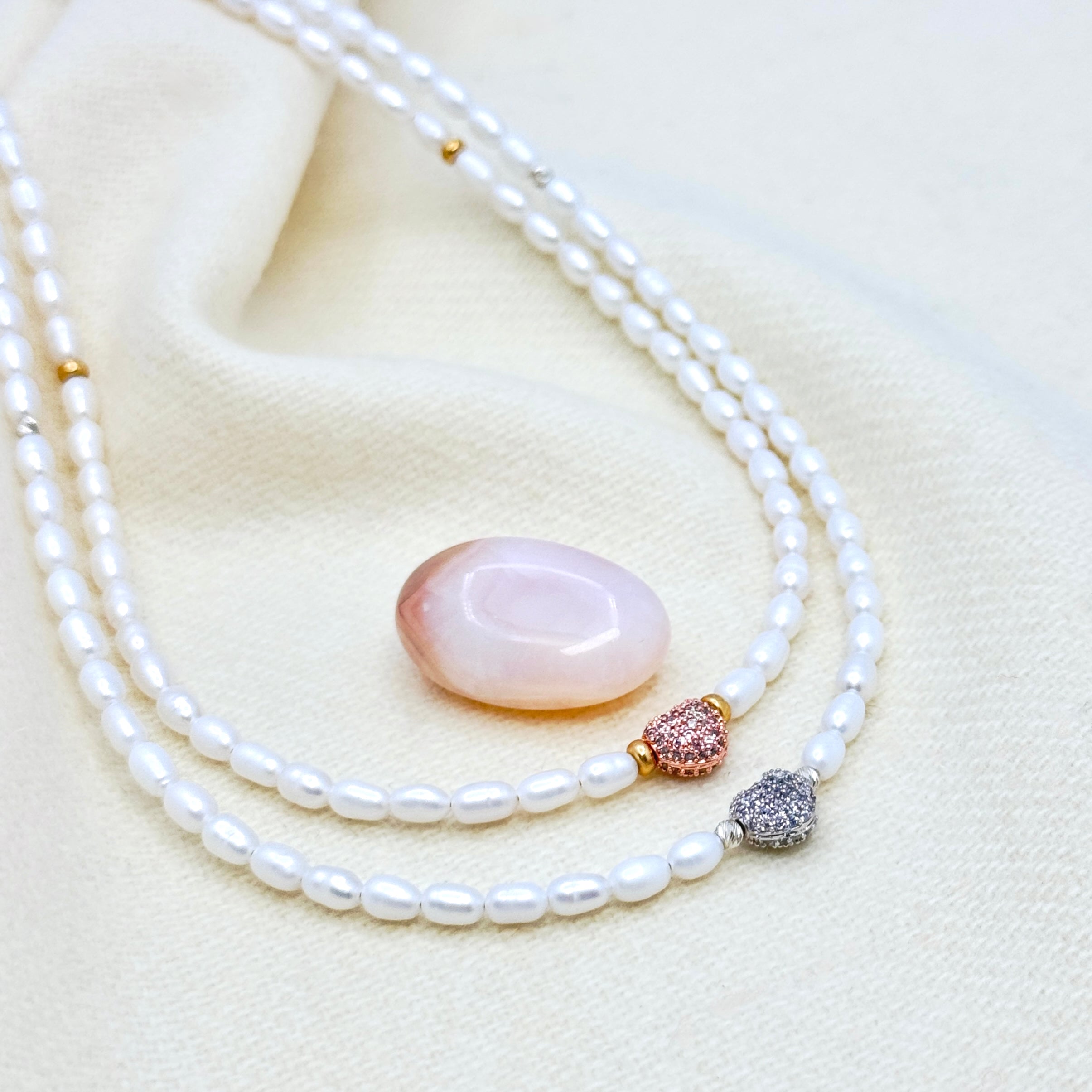 Pearl Necklace With CZ Silver Heart Accent
