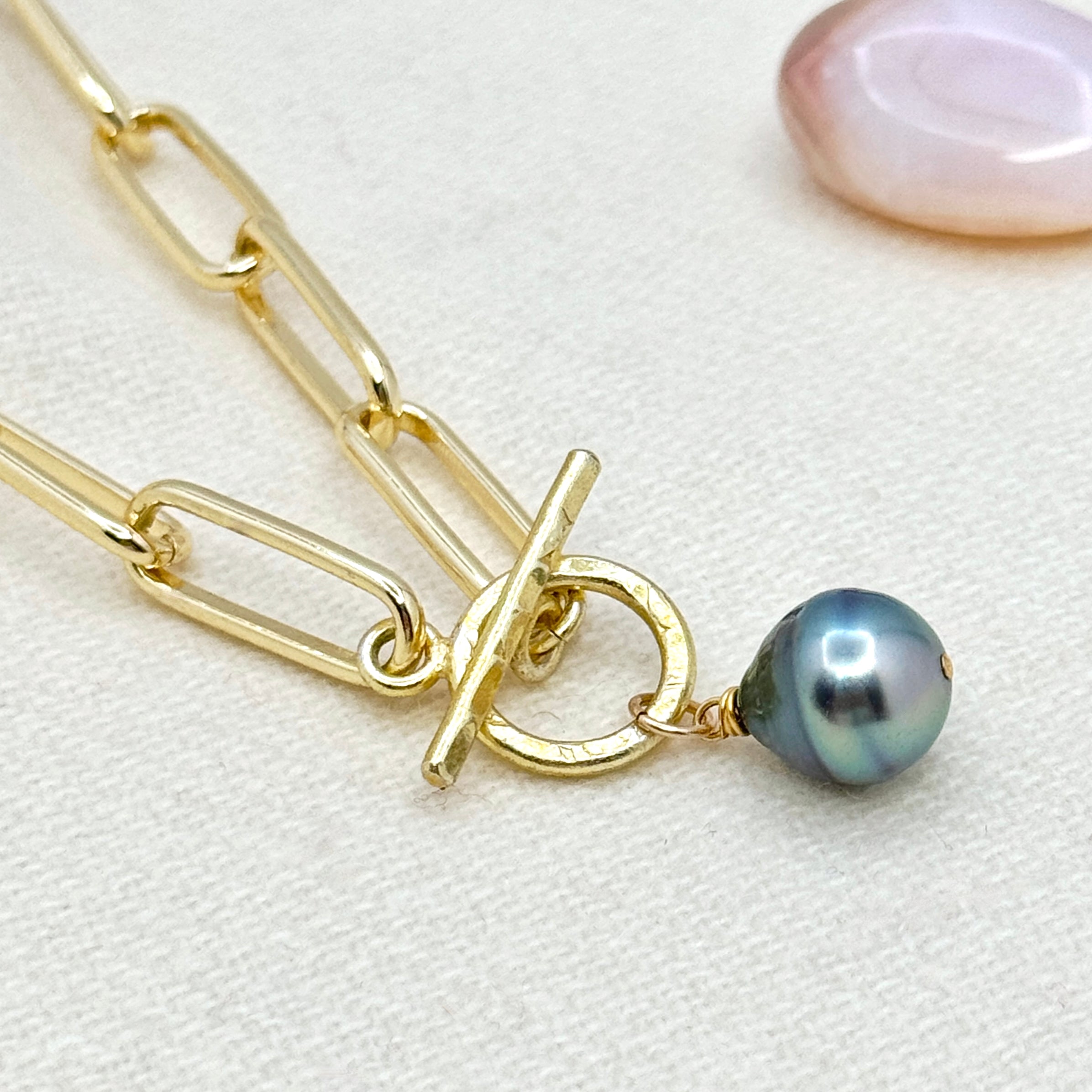 Bold Tahitian Pearl Paperclip Necklace
