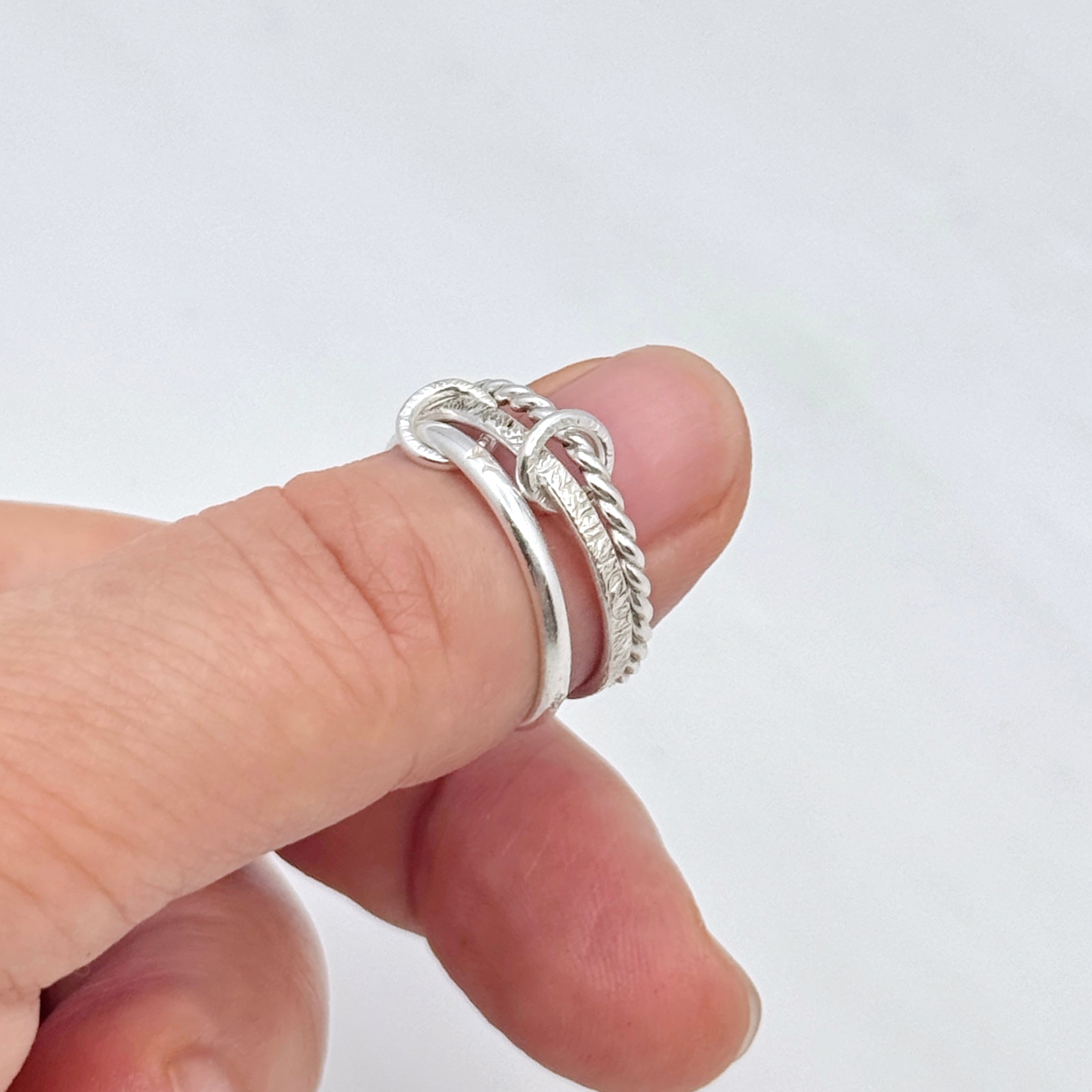 Sterling Silver Textured Stacking Ring Set