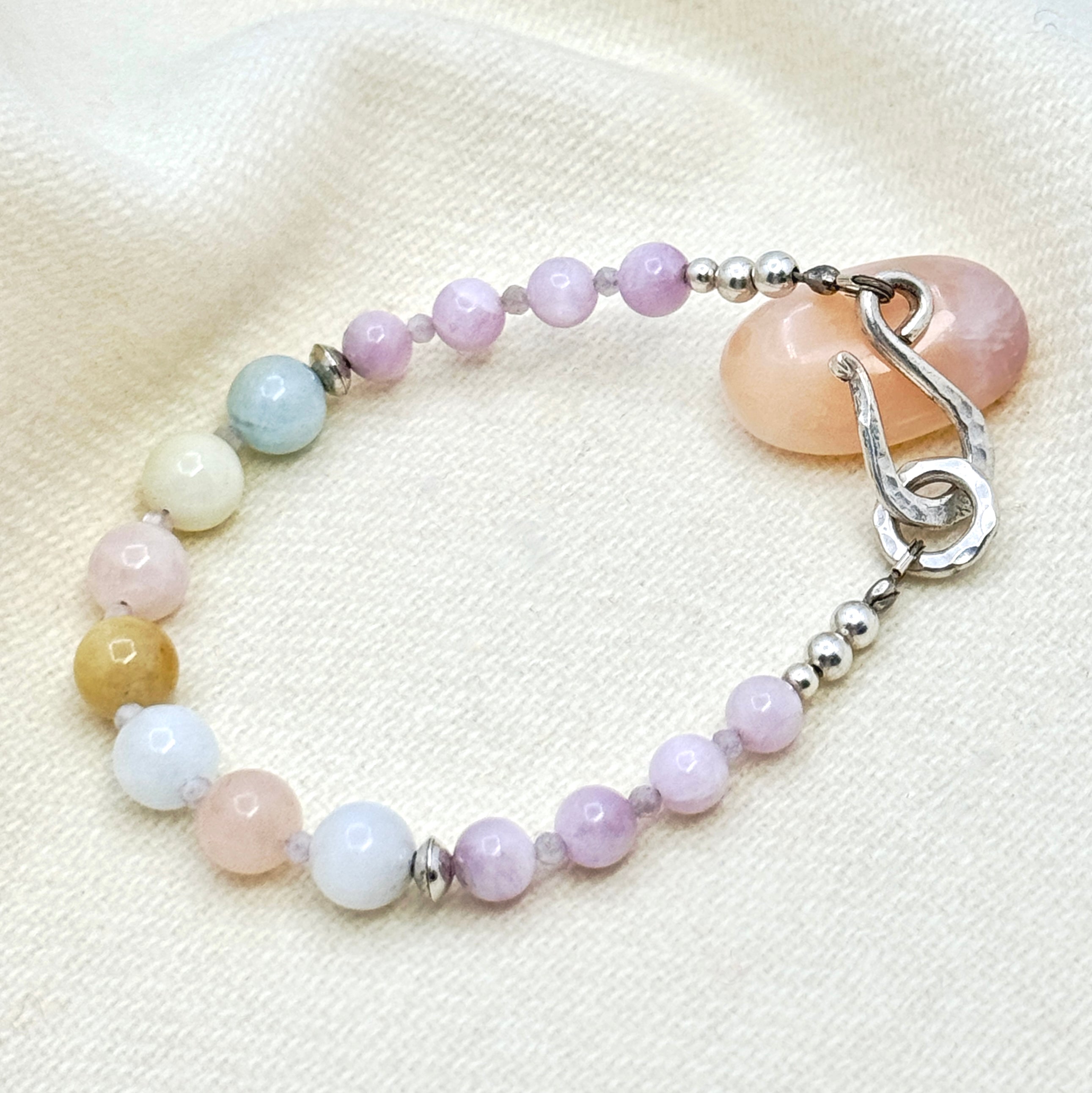 Kunzite & Morganite Sterling Silver Bracelet
