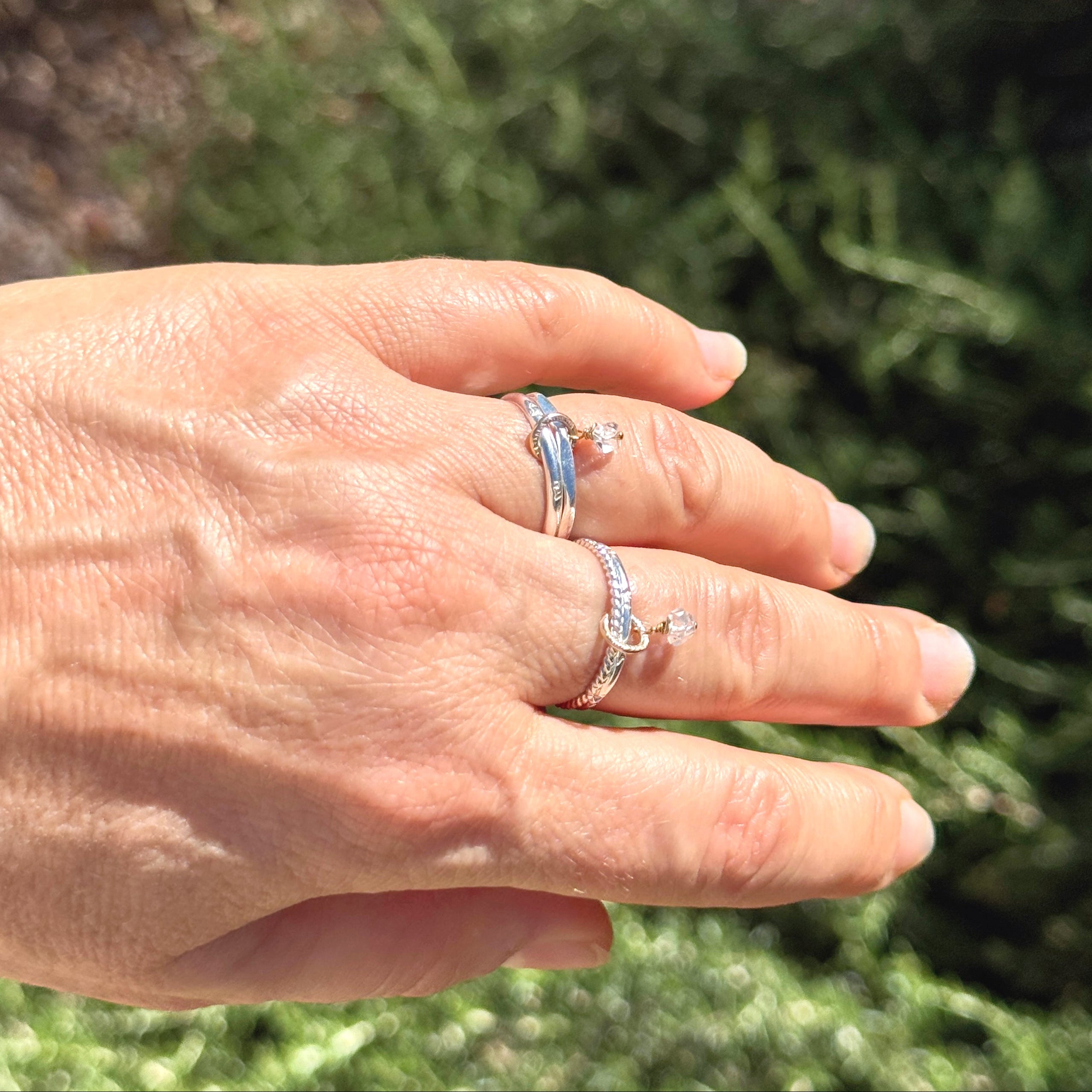 Mixed Metal Herkimer Diamond Stacking Rings