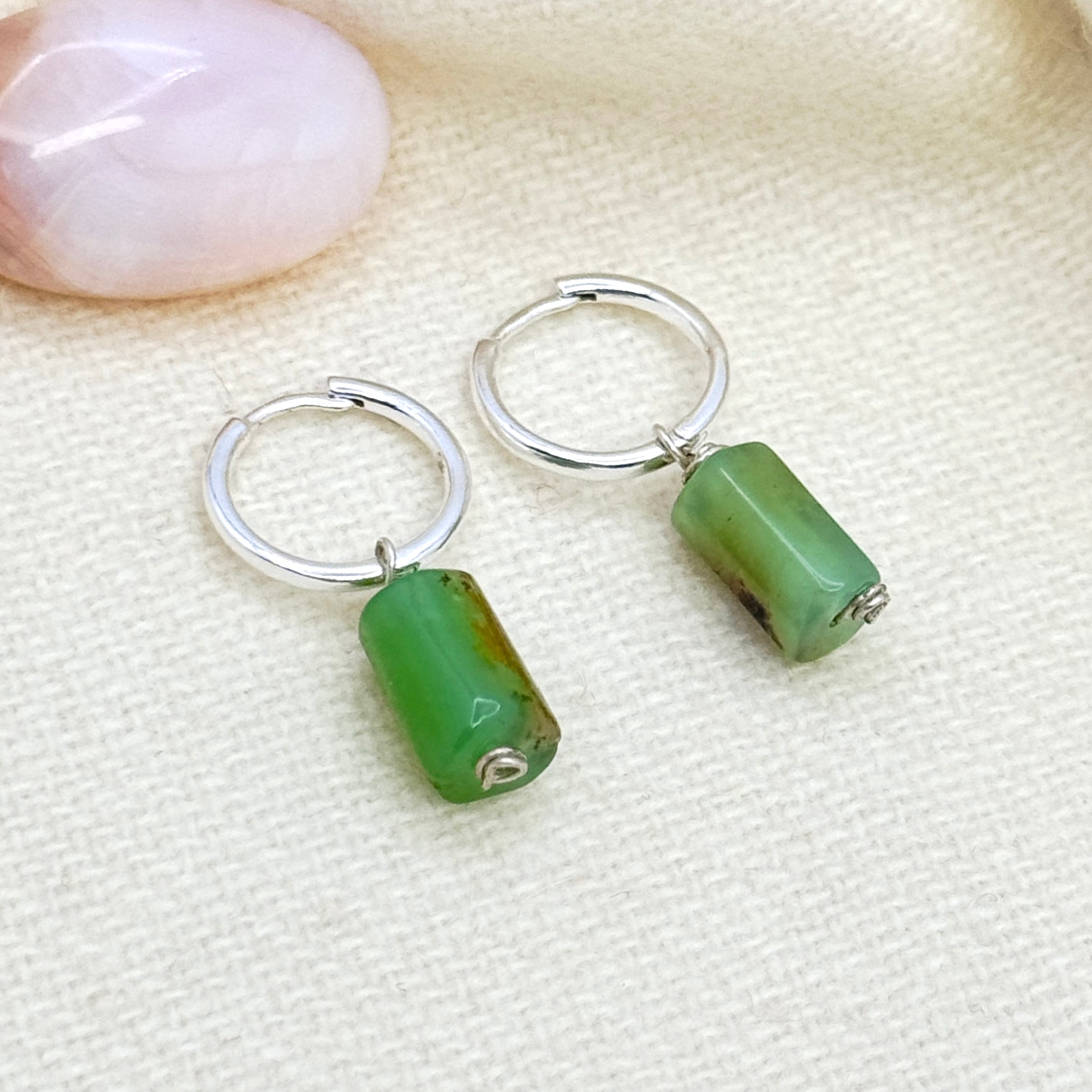 Chrysoprase Sterling Silver Huggie Drops