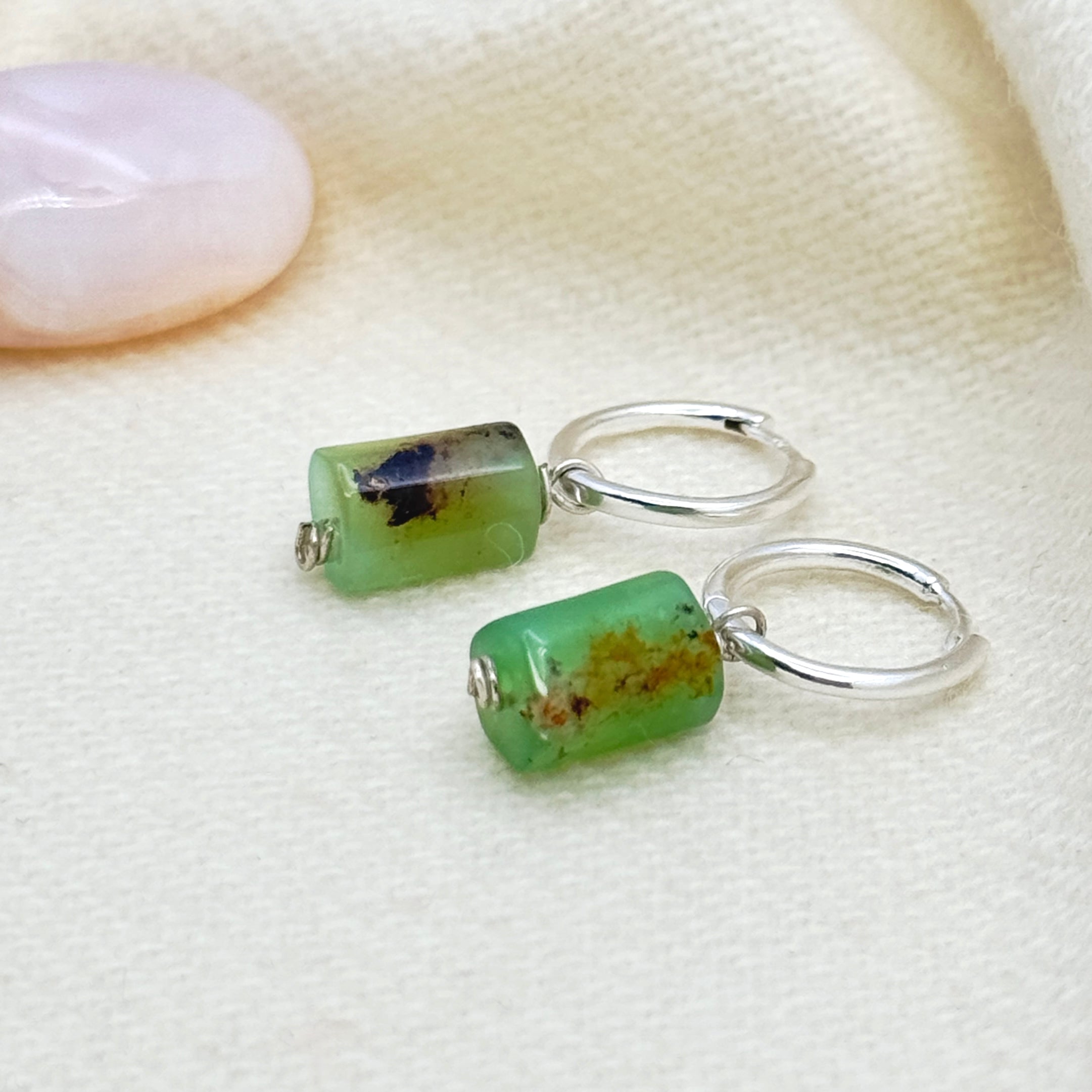 Chrysoprase Sterling Silver Huggie Drops