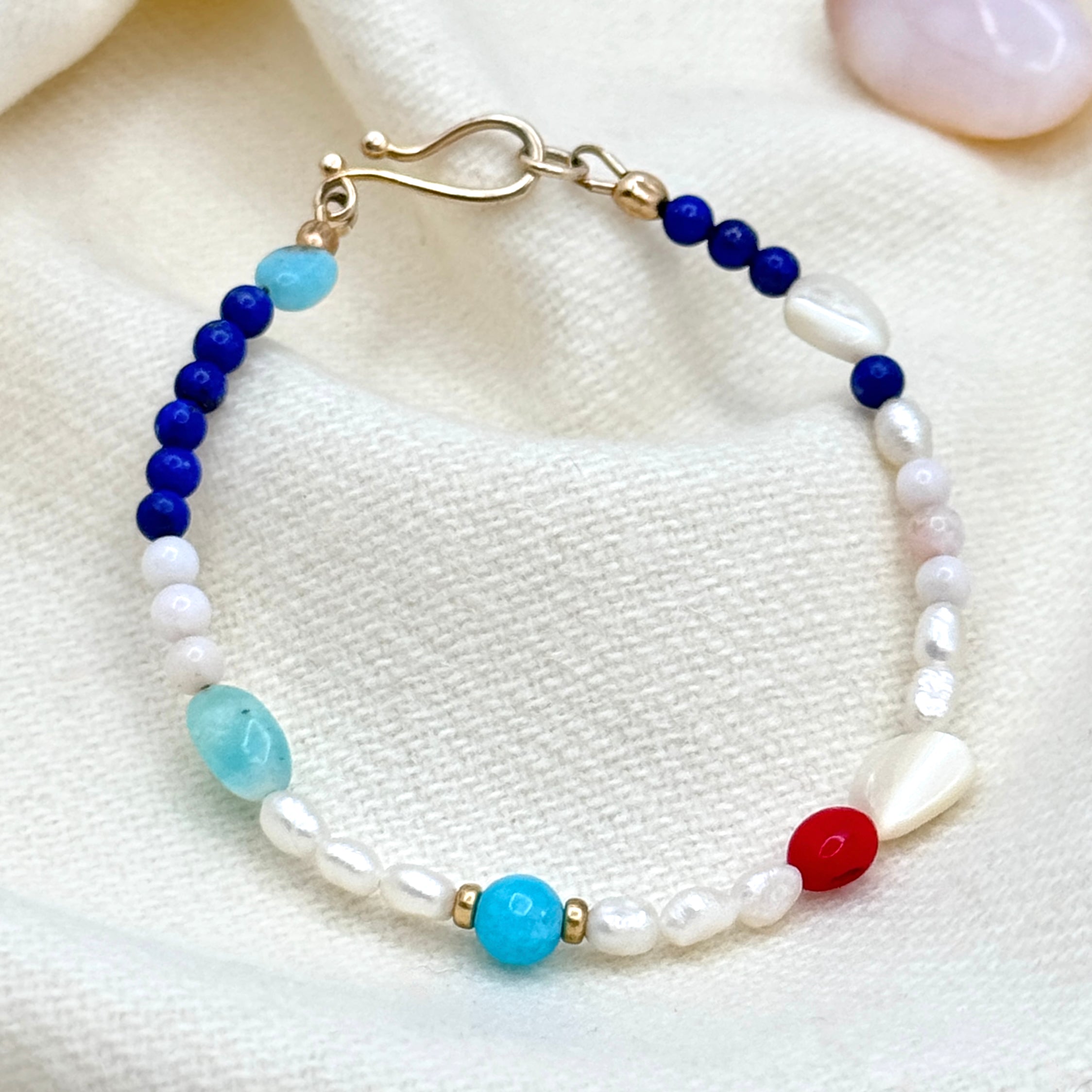 Coastal Multi-Stone Vermeil Hook Bracelet