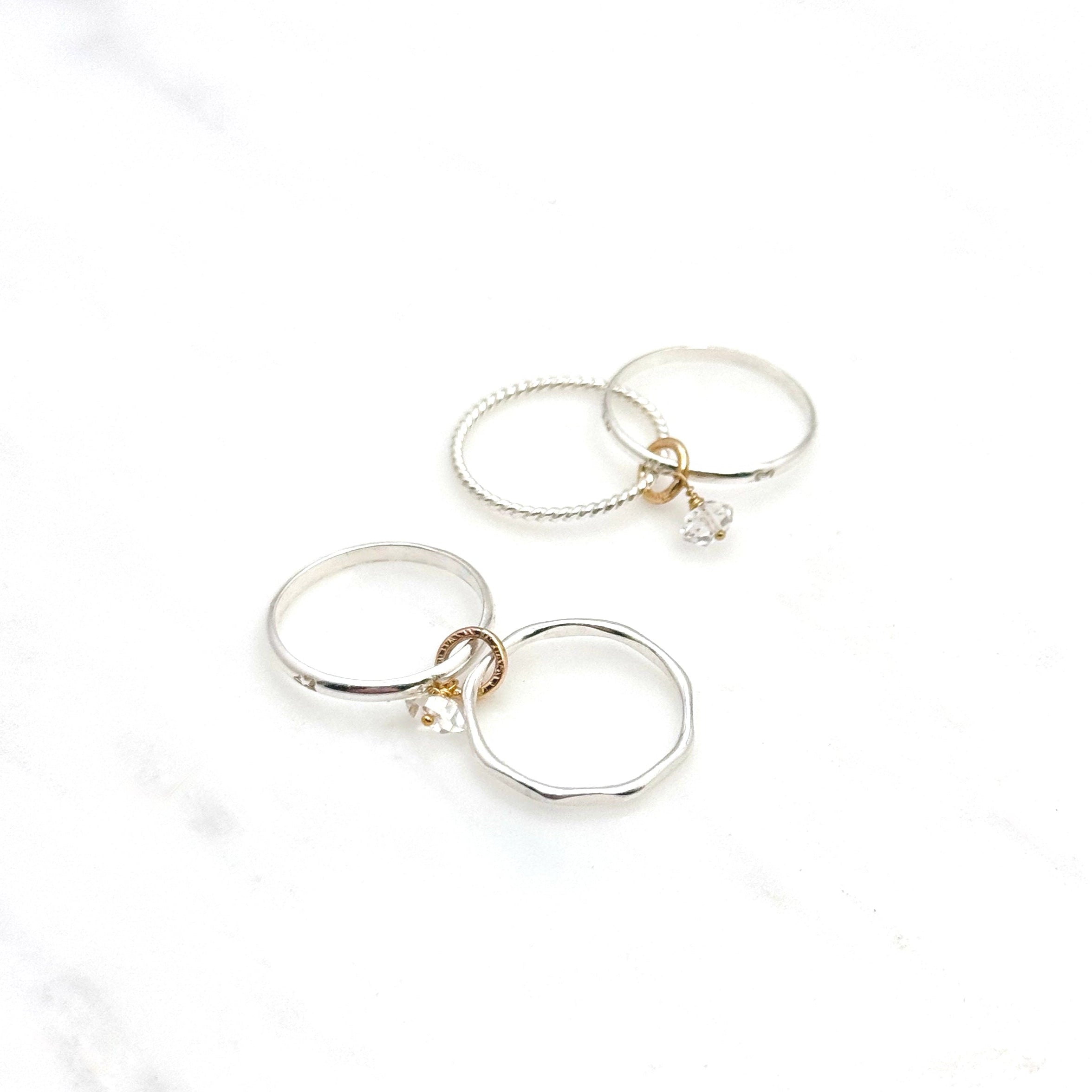 Mixed Metal Herkimer Diamond Stacking Rings