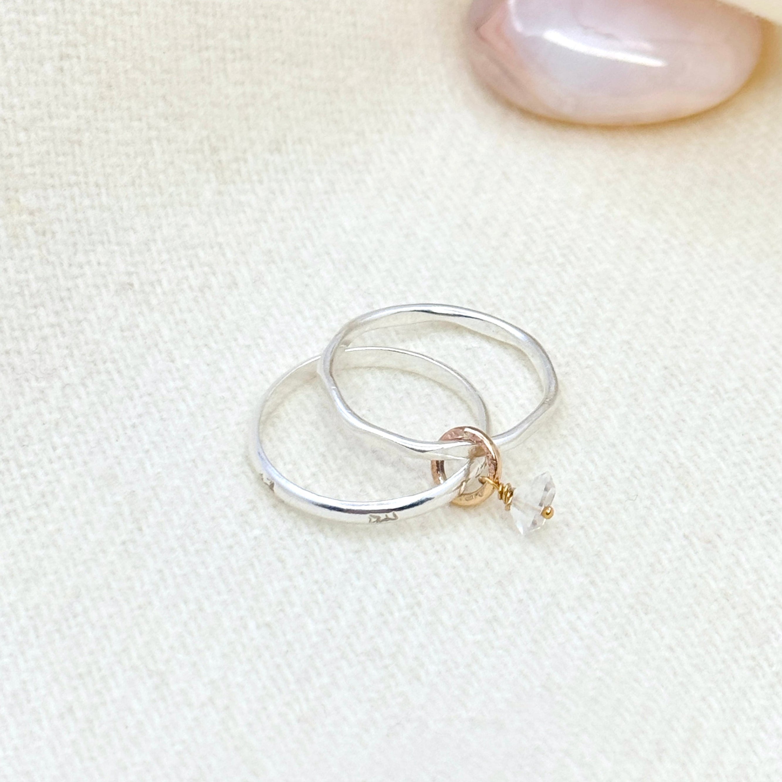 Mixed Metal Herkimer Diamond Stacking Rings