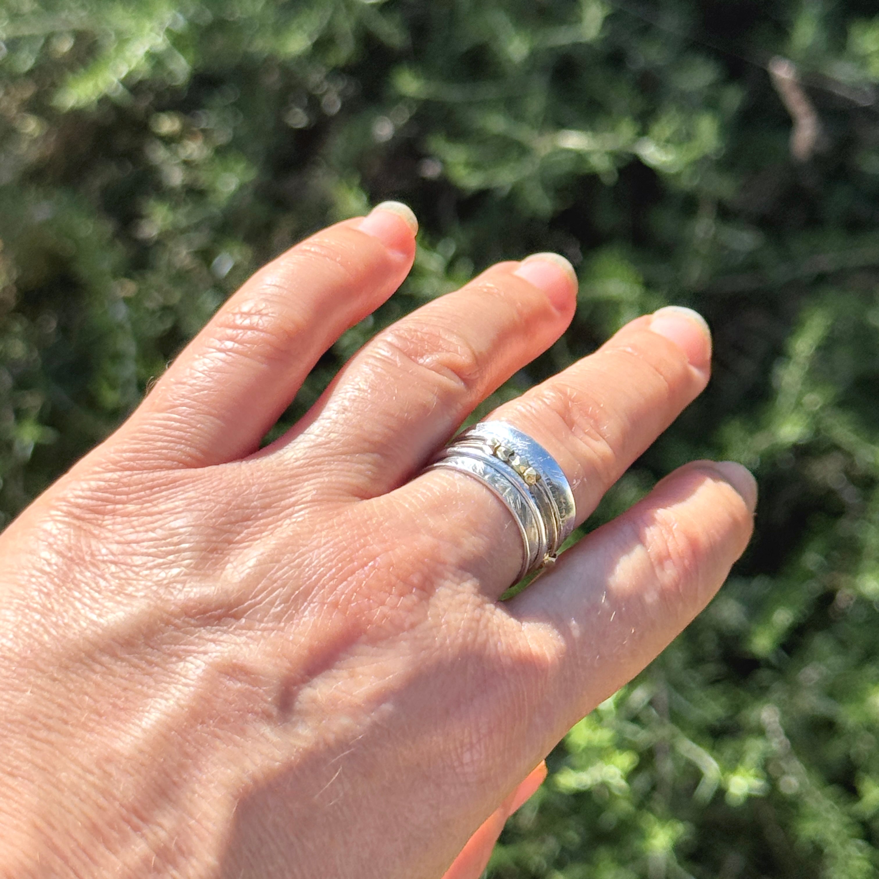 Sterling Silver Spinner Ring With Moving Beads