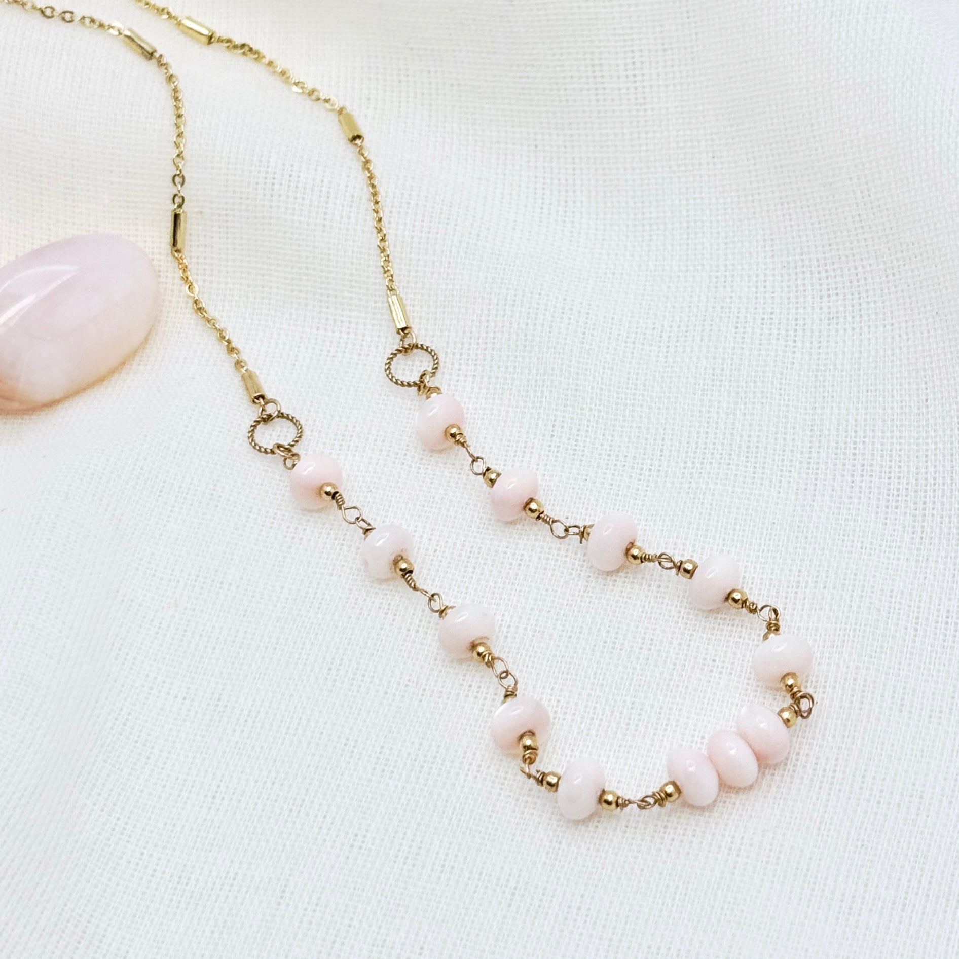 Pink Freshwater Shell Station Necklace