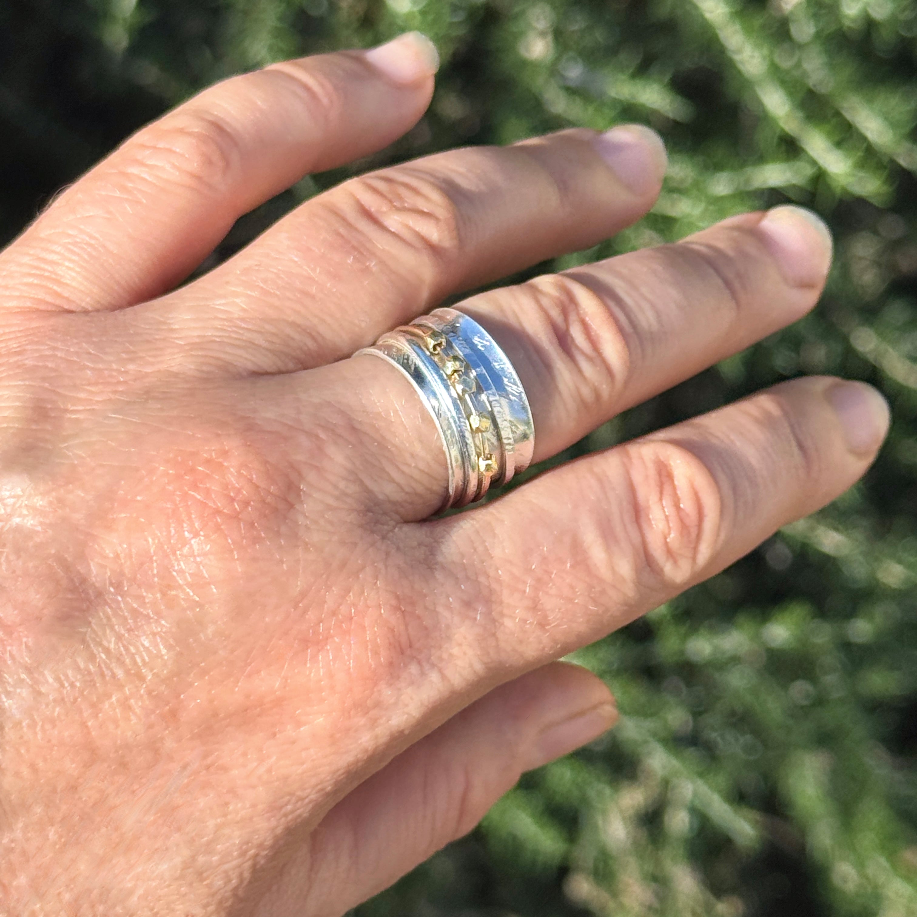 Sterling Silver Spinner Ring With Moving Beads