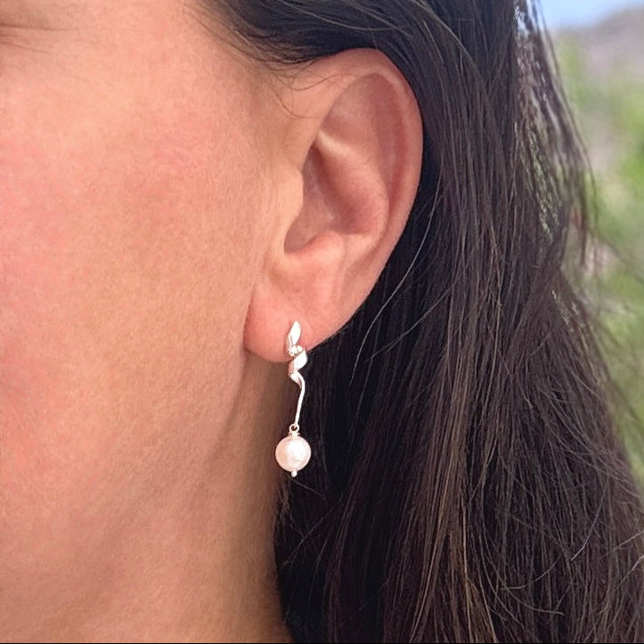 Akoya Pearl Sterling Silver Drop Earrings