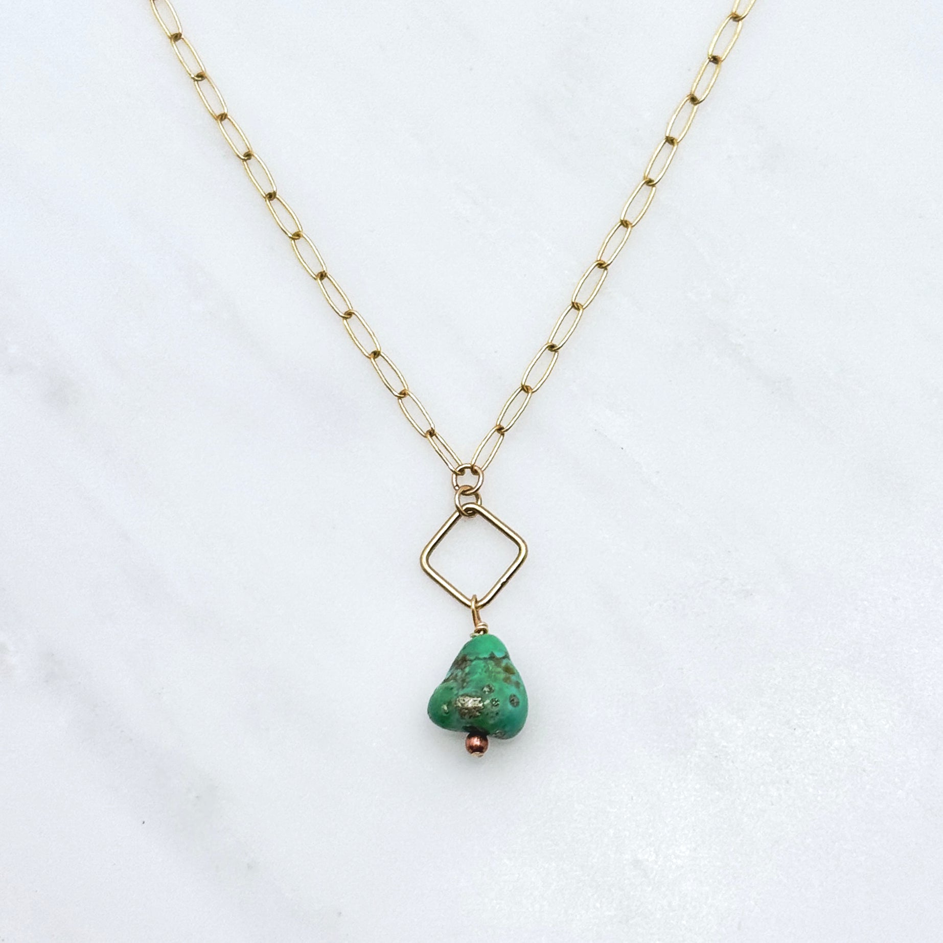 Turquoise Gold-Filled Paperclip Necklace