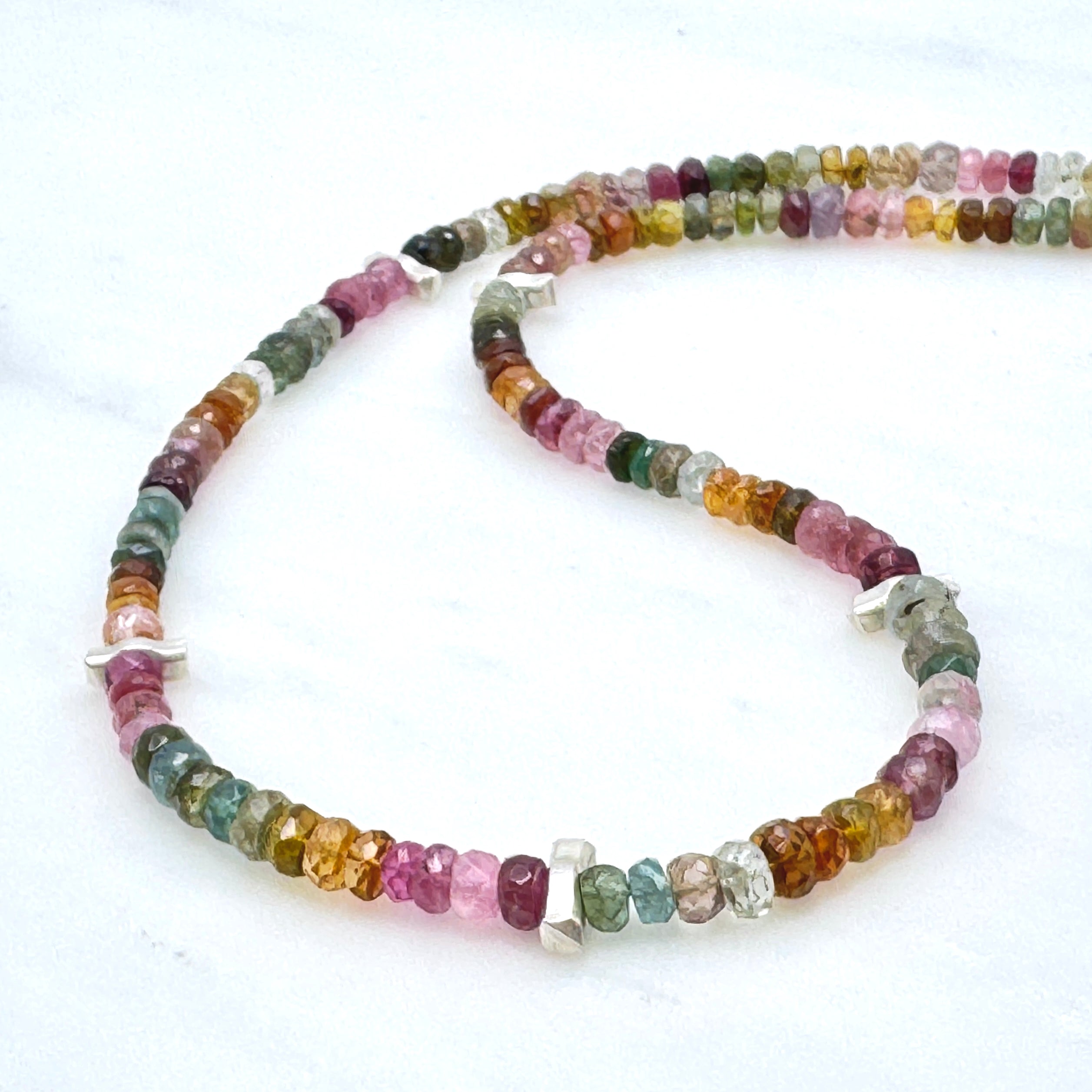 Multicolor Tourmaline 925 Silver Necklace