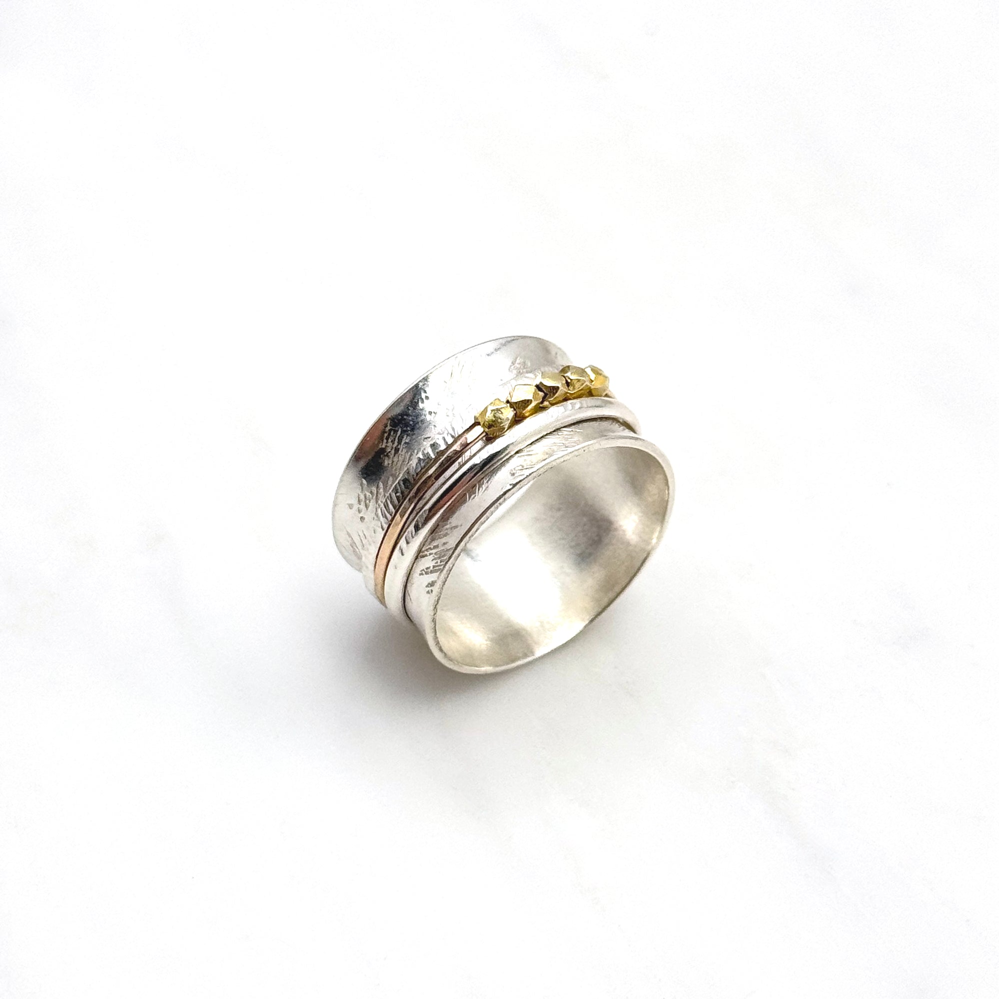 Sterling Silver Spinner Ring With Moving Beads