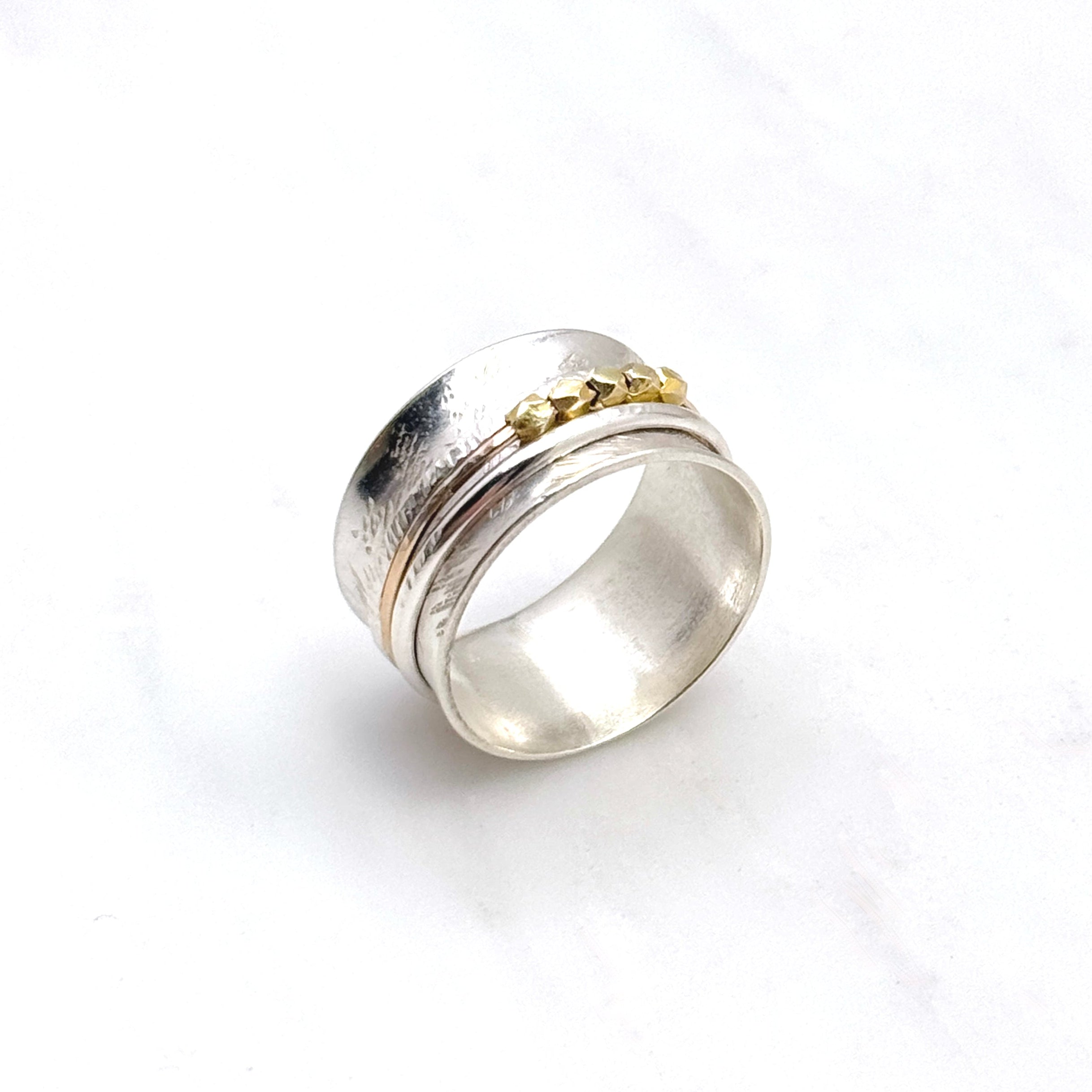 Sterling Silver Spinner Ring With Moving Beads