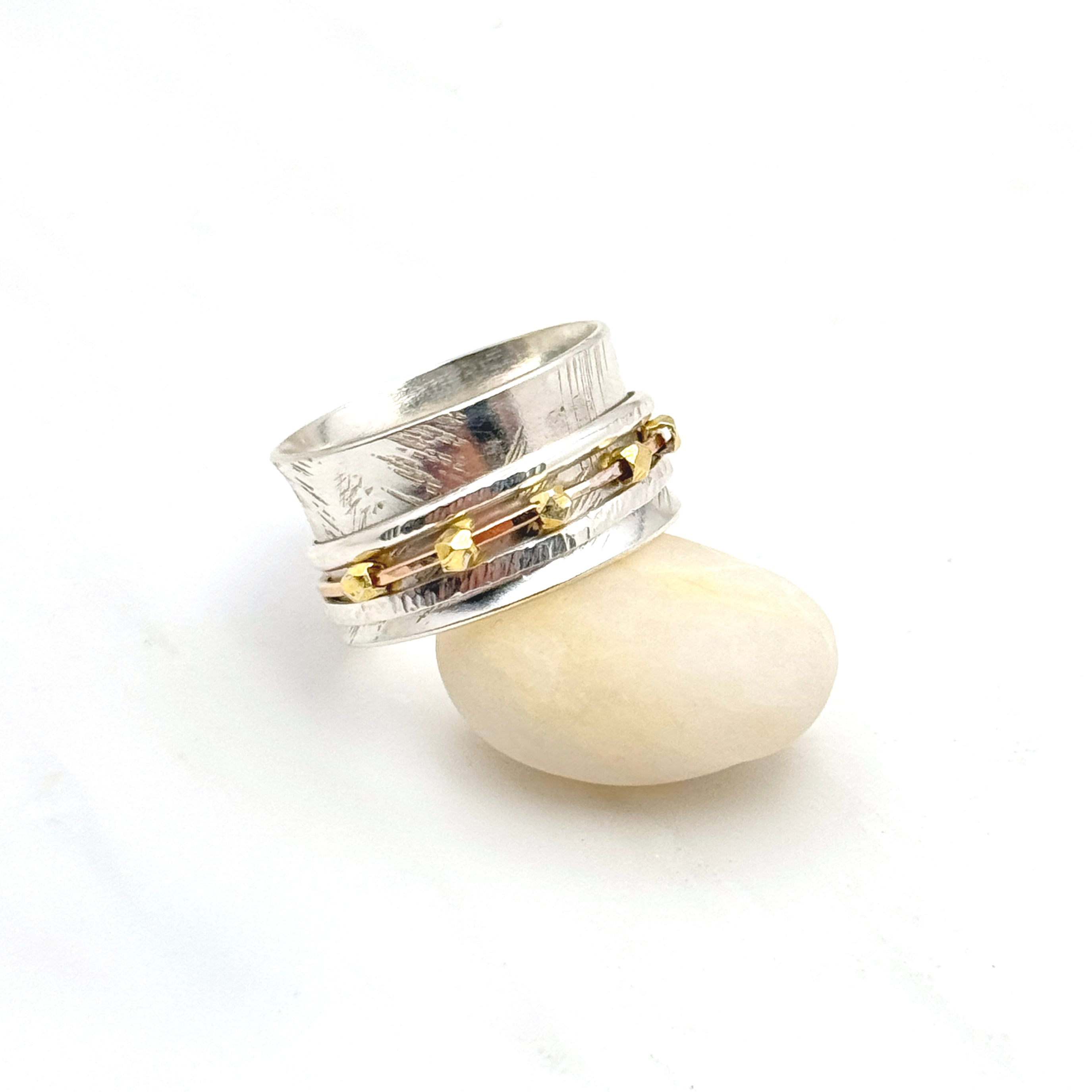 Sterling Silver Spinner Ring With Moving Beads