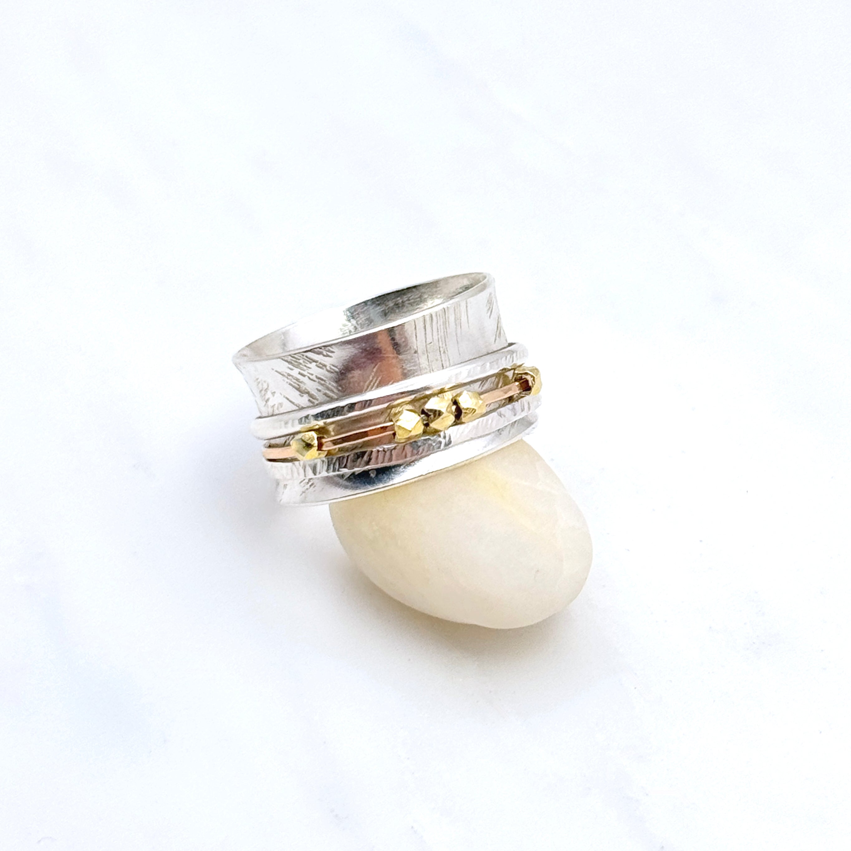 Sterling Silver Spinner Ring With Moving Beads