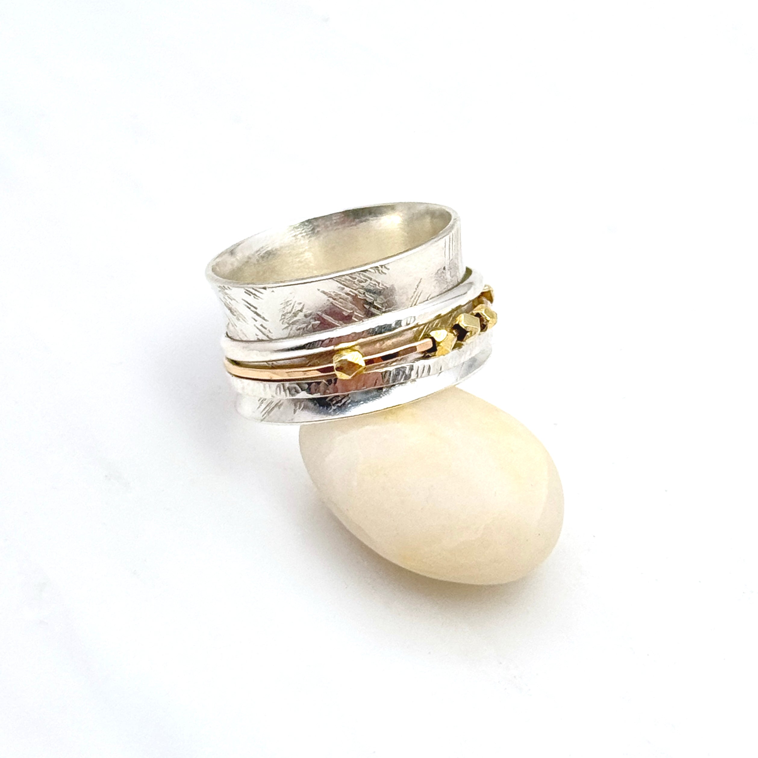 Sterling Silver Spinner Ring With Moving Beads