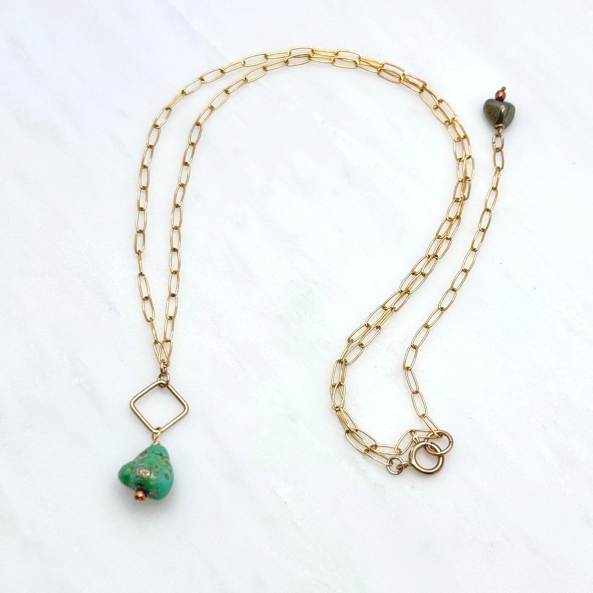 Turquoise Gold-Filled Paperclip Necklace