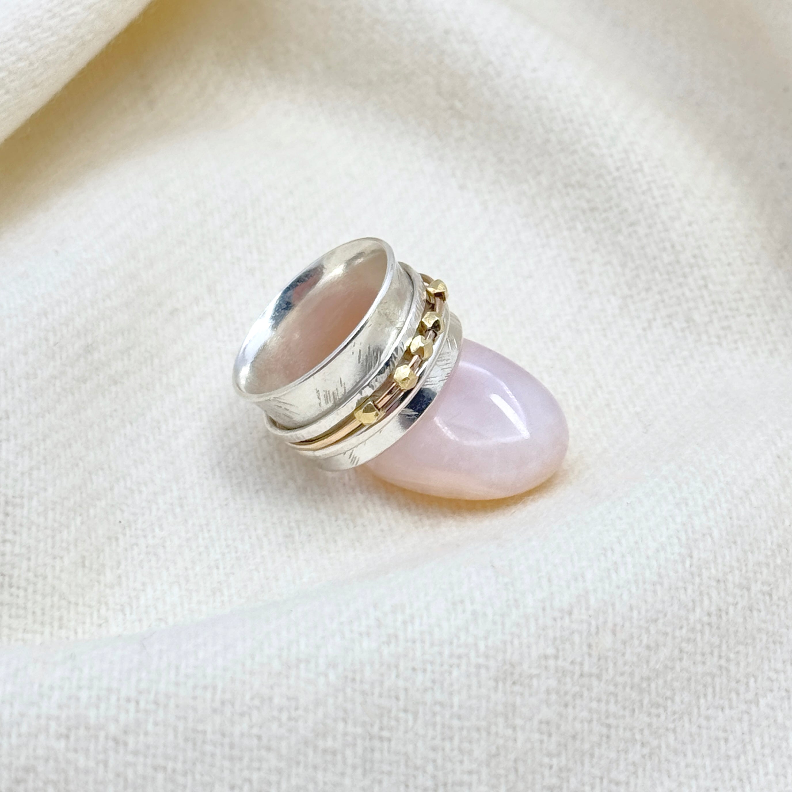Sterling Silver Spinner Ring With Moving Beads