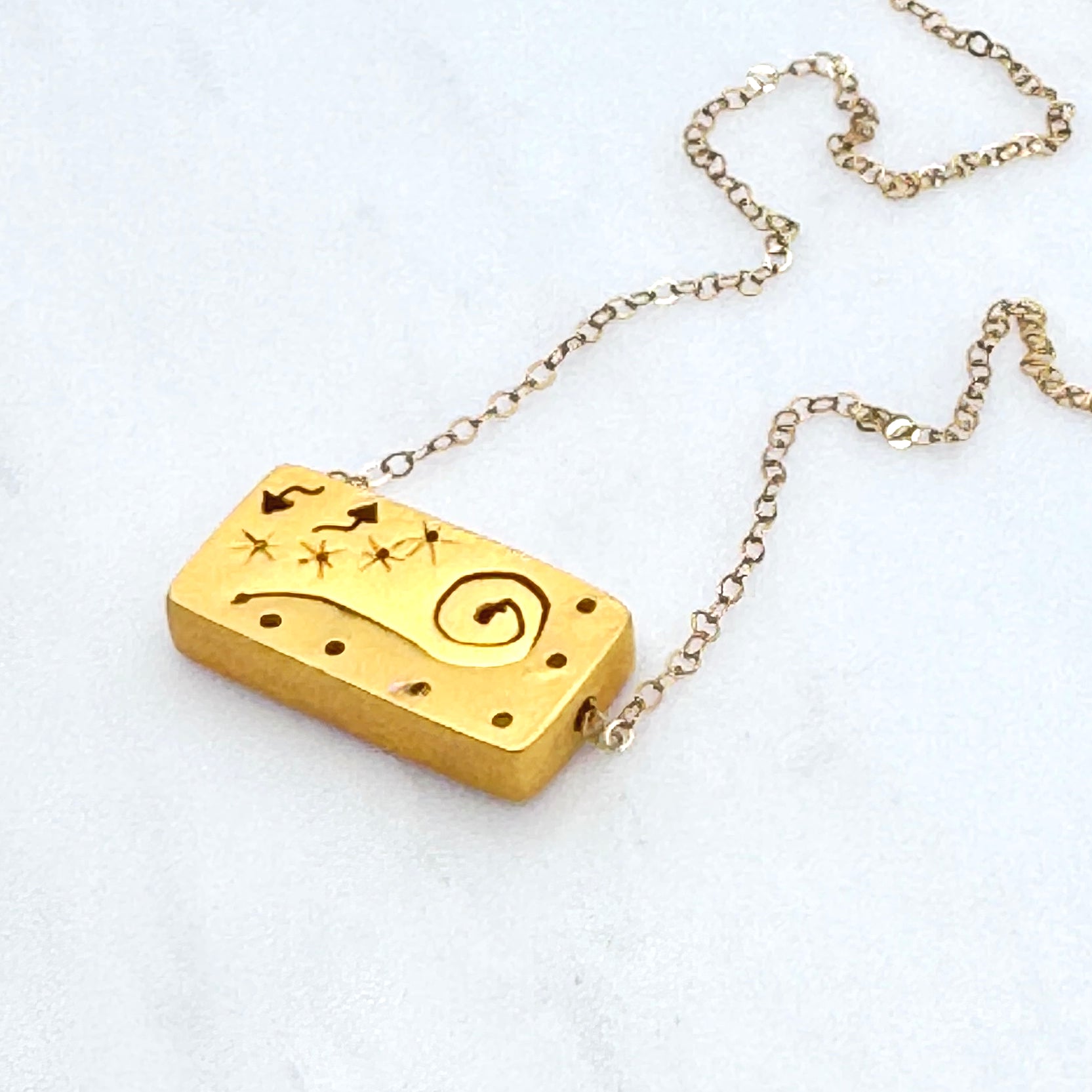 Vermeil Abstract Bar & Gold-Filled Necklace