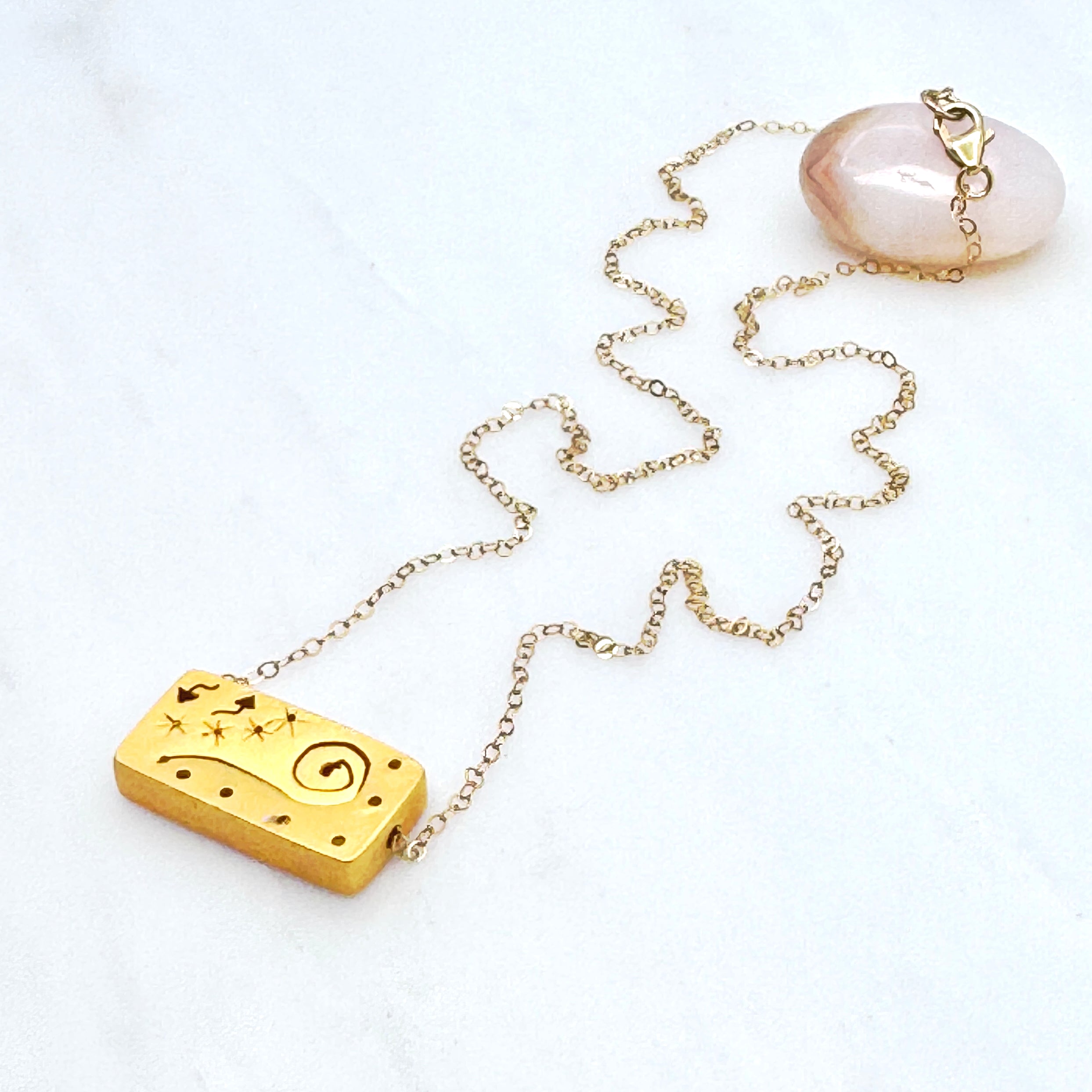 Vermeil Abstract Bar & Gold-Filled Necklace
