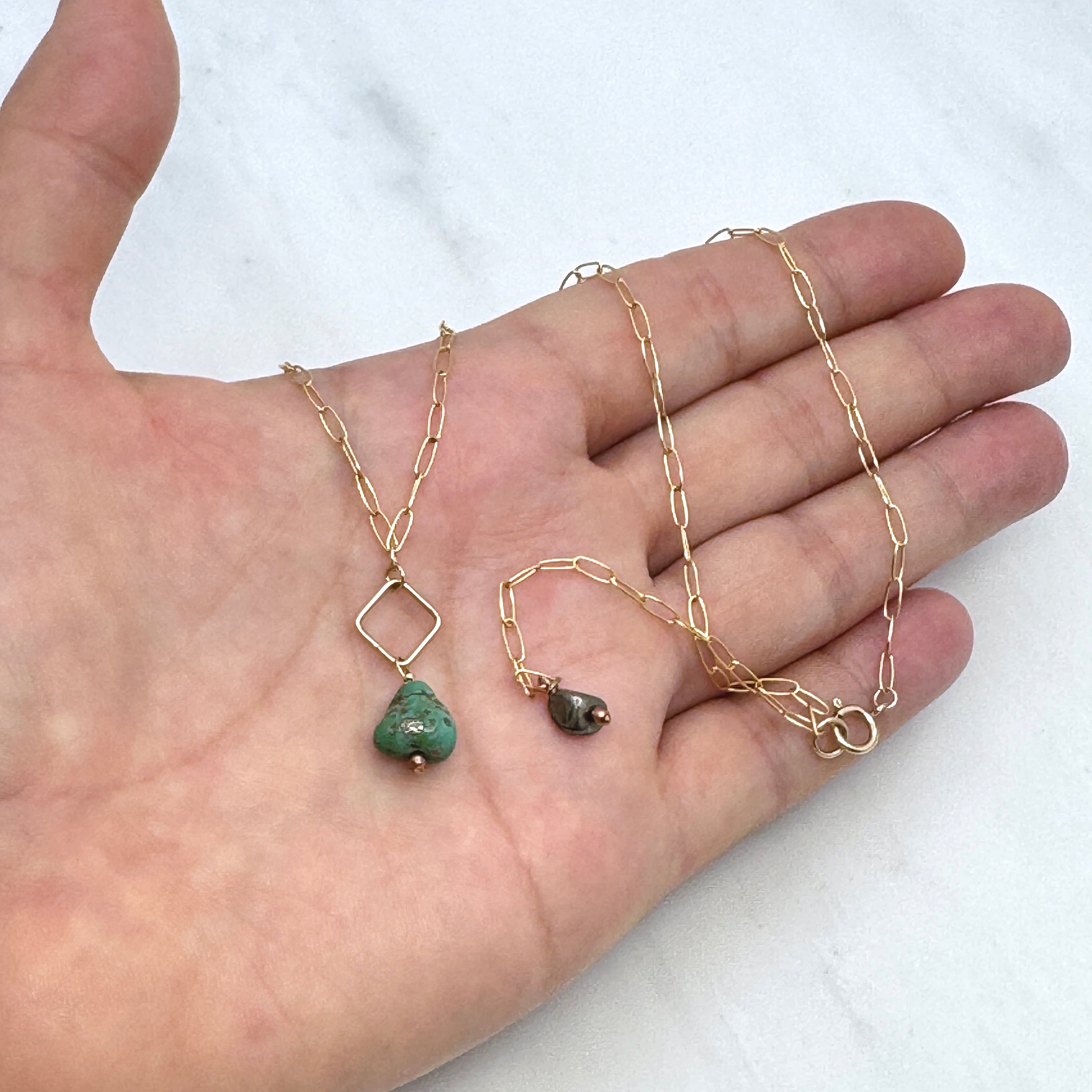 Turquoise Gold-Filled Paperclip Necklace