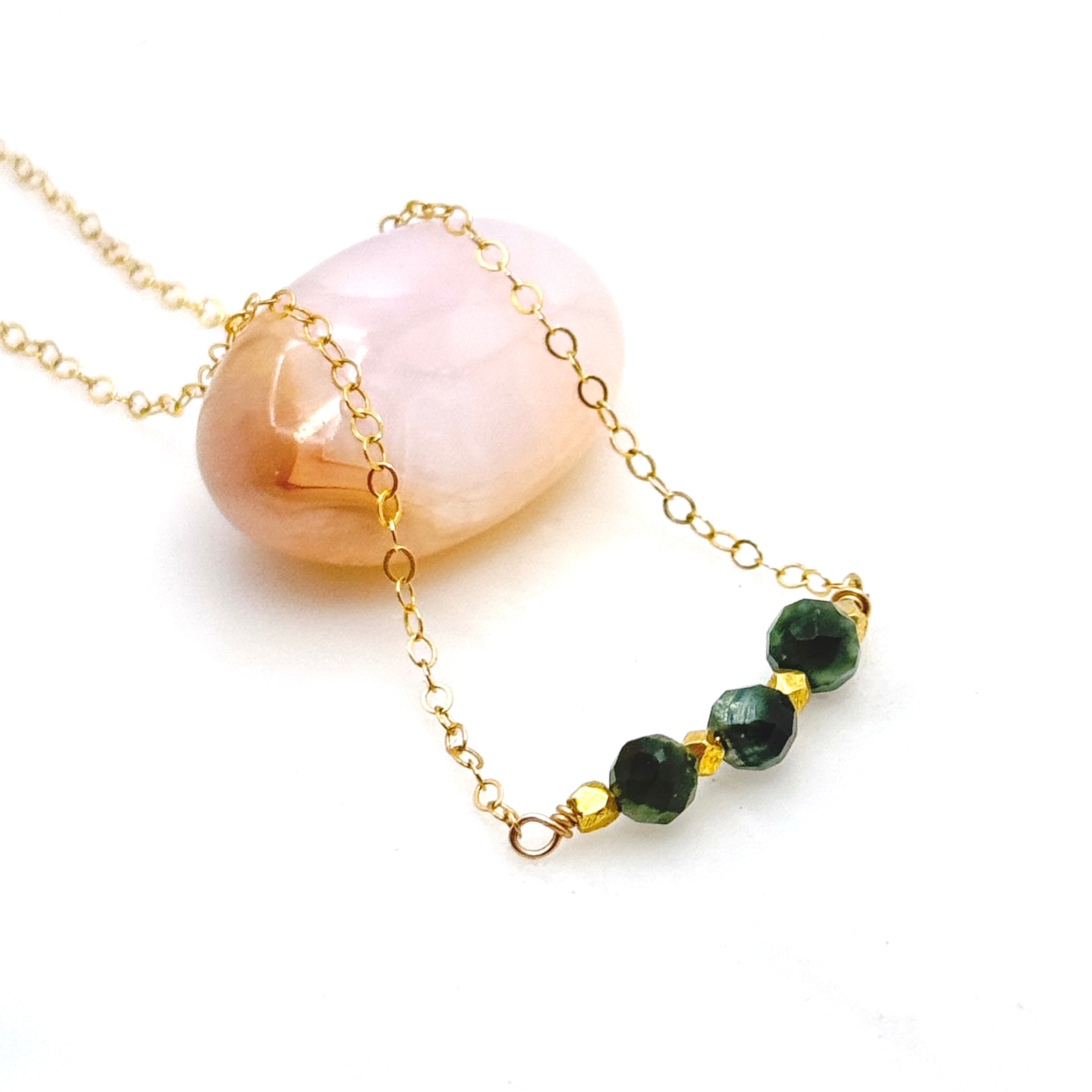 Round Seraphinite Gold-Filled Bar Necklace
