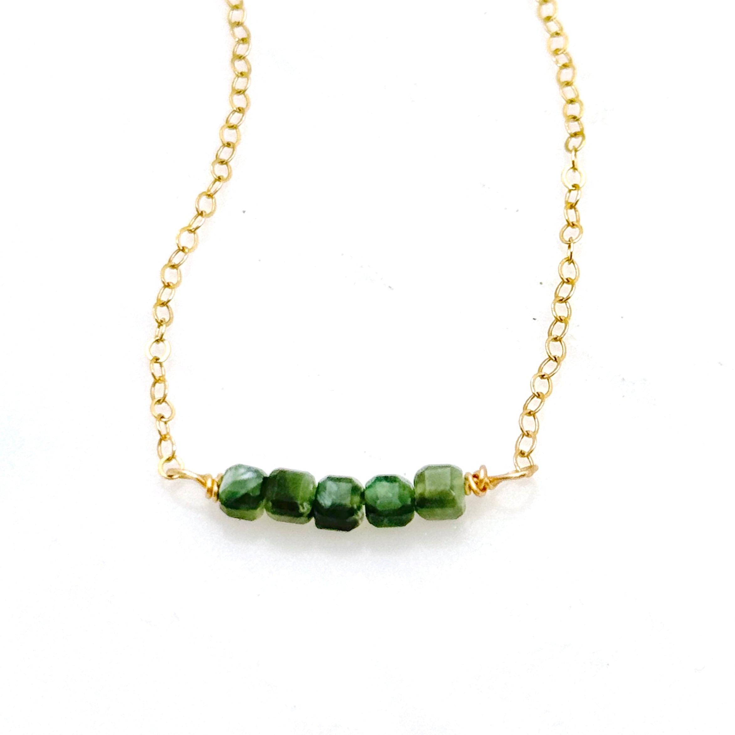 Square Seraphinite Bar Gold-Filled Necklace