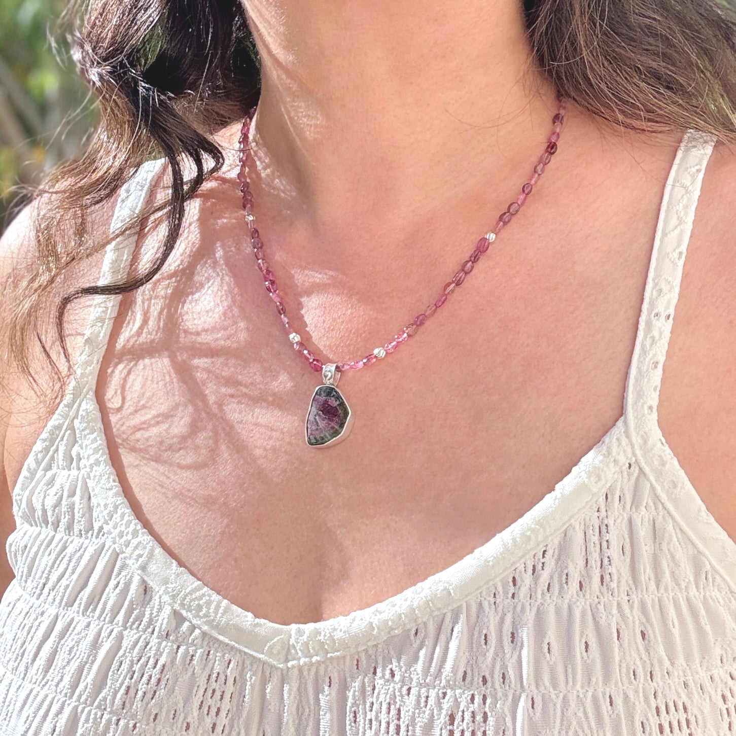 Tourmaline Sterling Silver Pendant Necklace