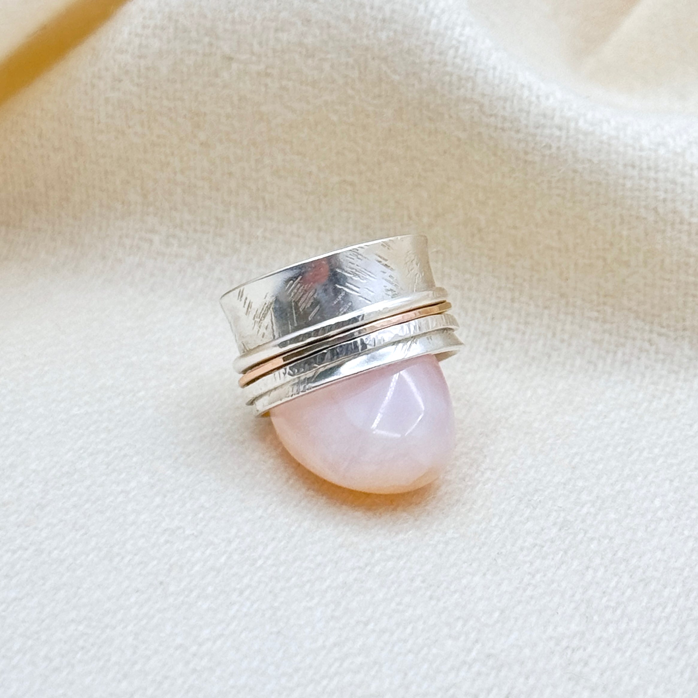 Sterling Silver Spinner Ring With Moving Beads