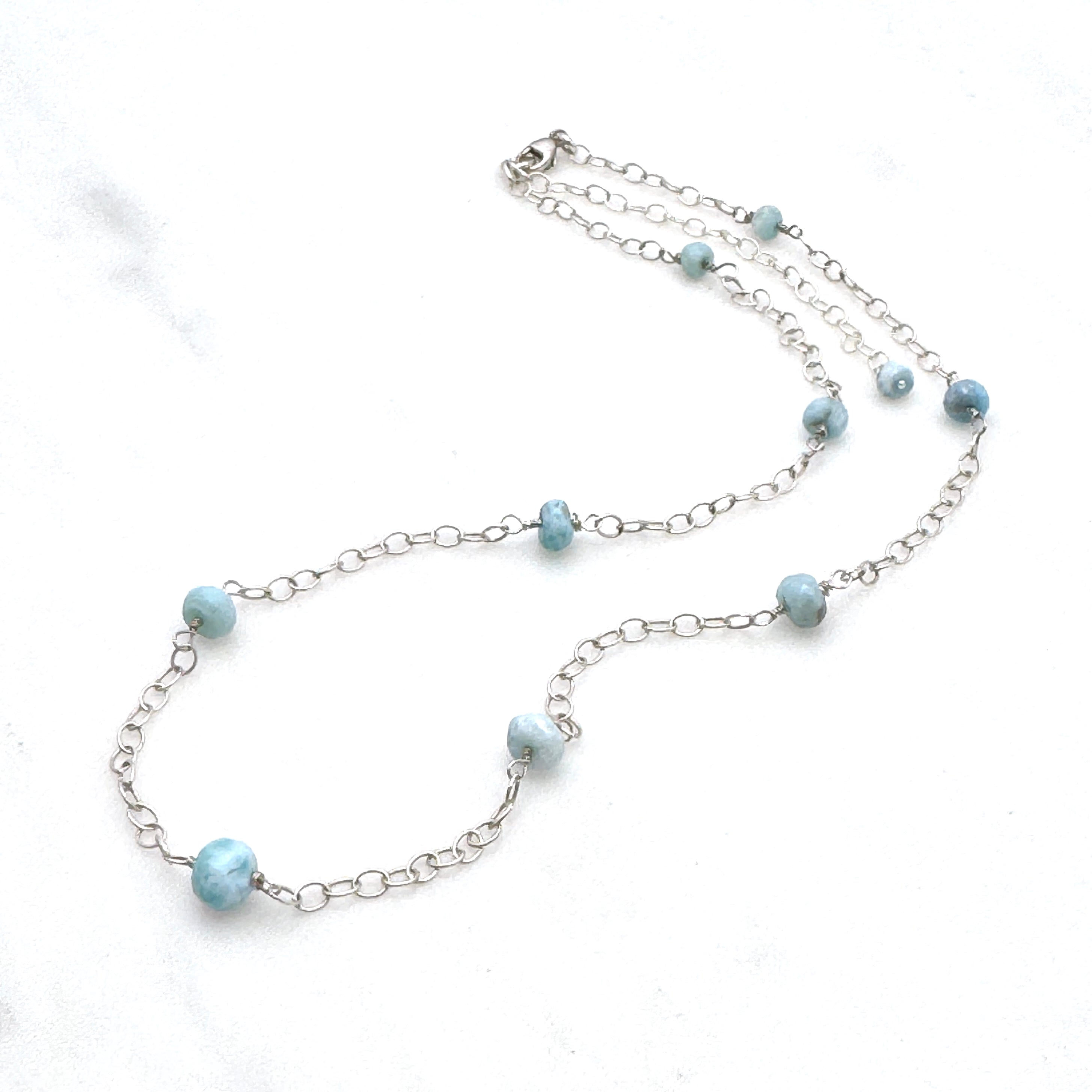 Larimar Sterling Silver Station Necklace