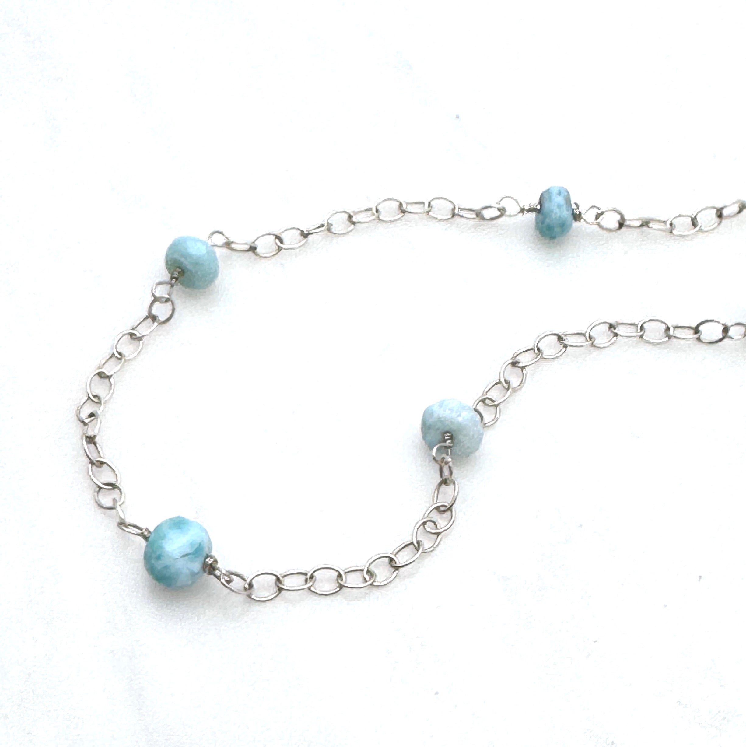Larimar Sterling Silver Station Necklace