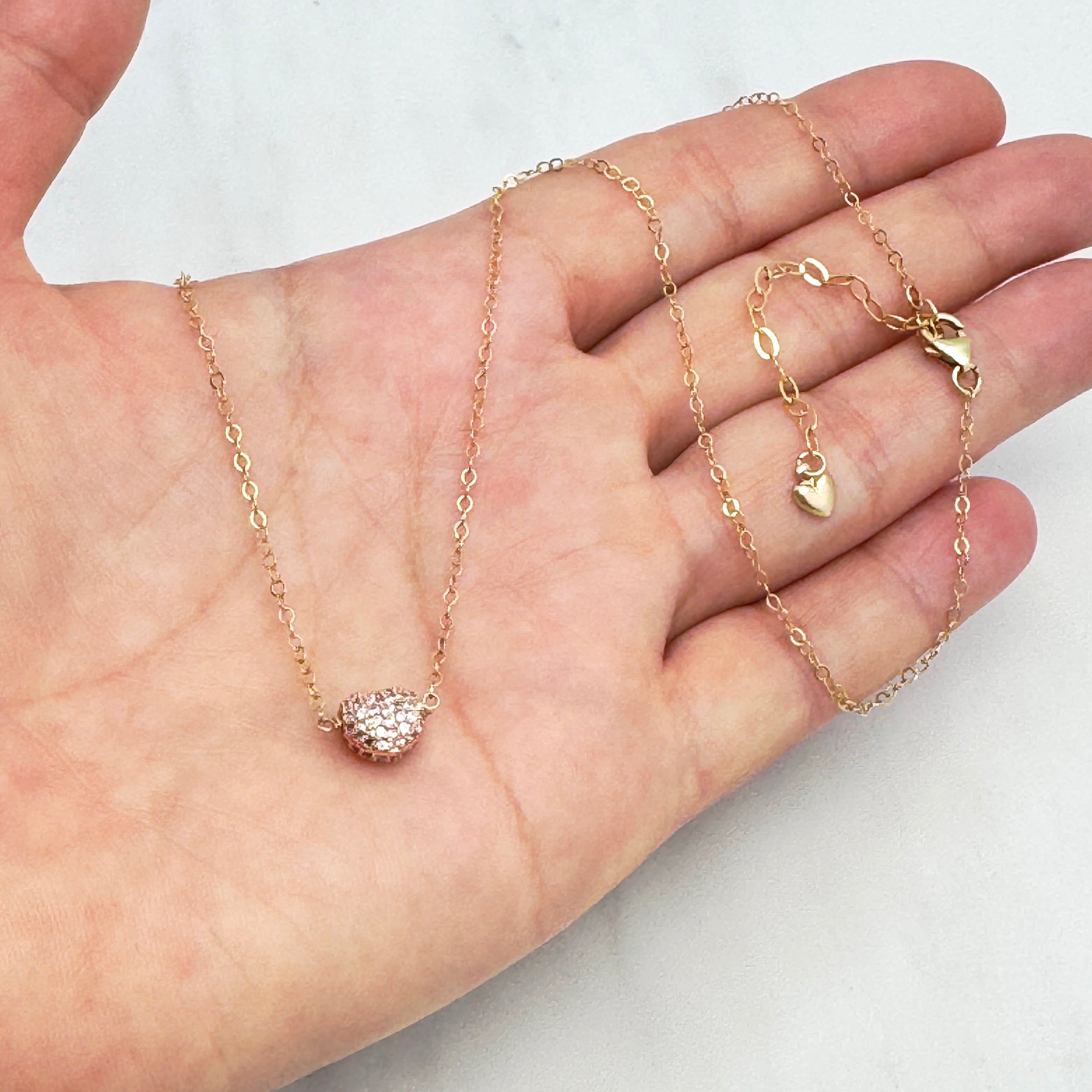 Gold-Filled CZ Heart Charm Necklace