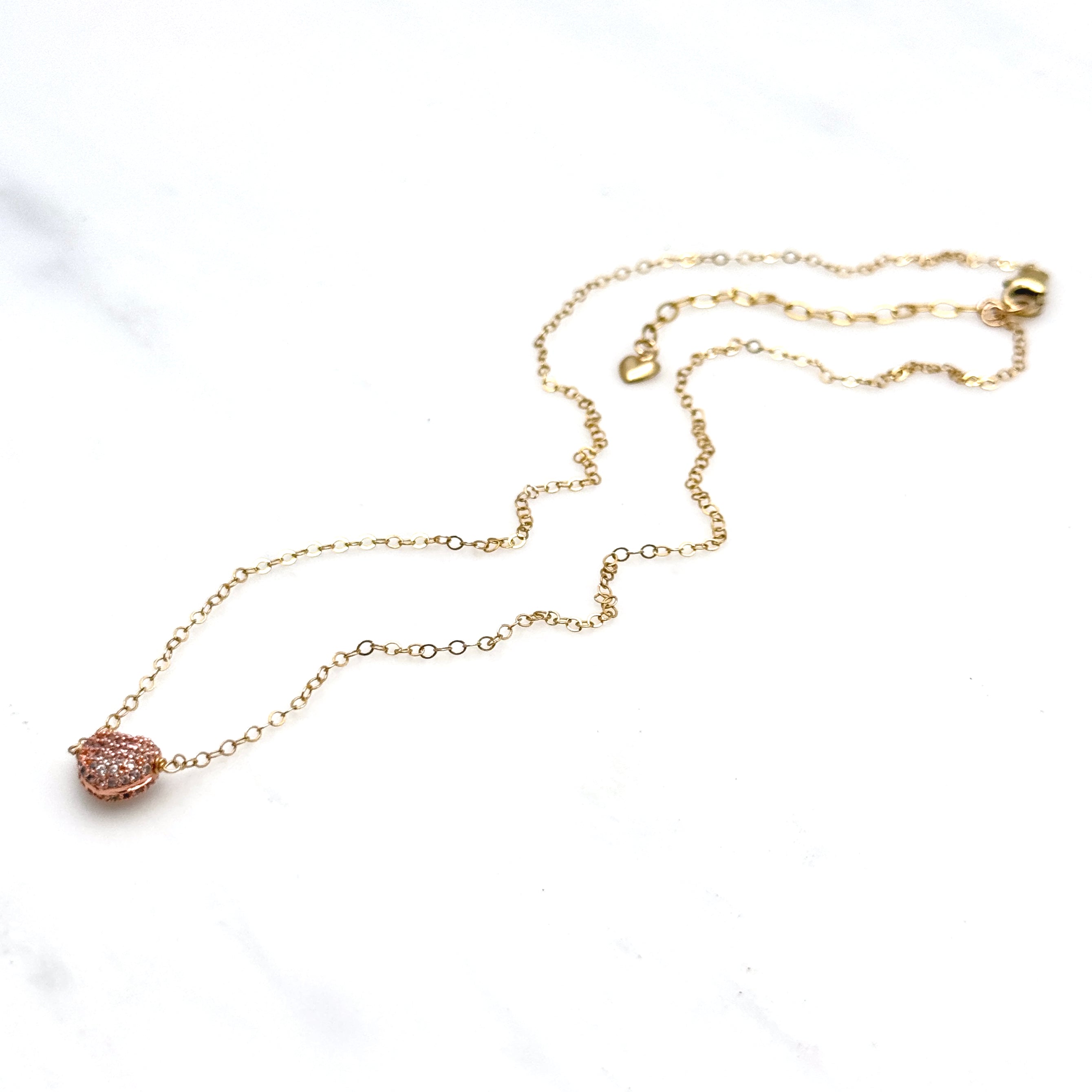 Gold-Filled CZ Heart Charm Necklace