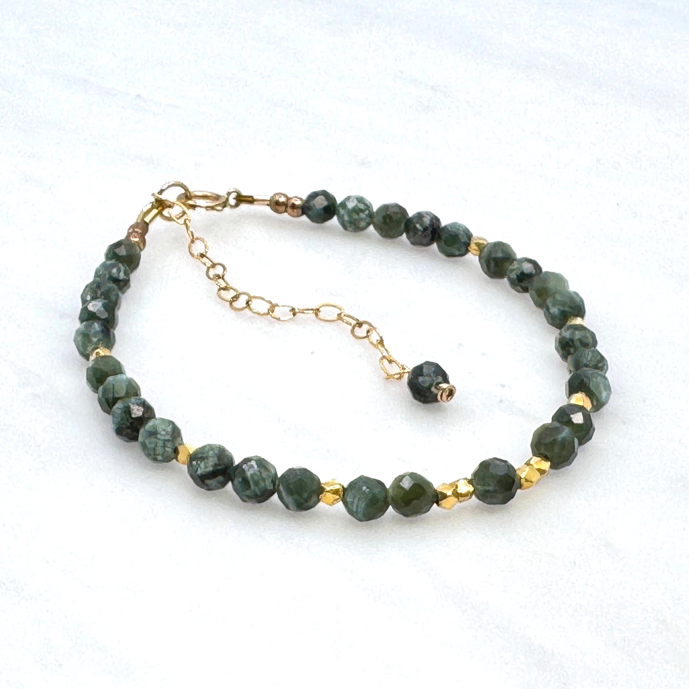 Faceted Seraphinite Gold-Filled Bracelet