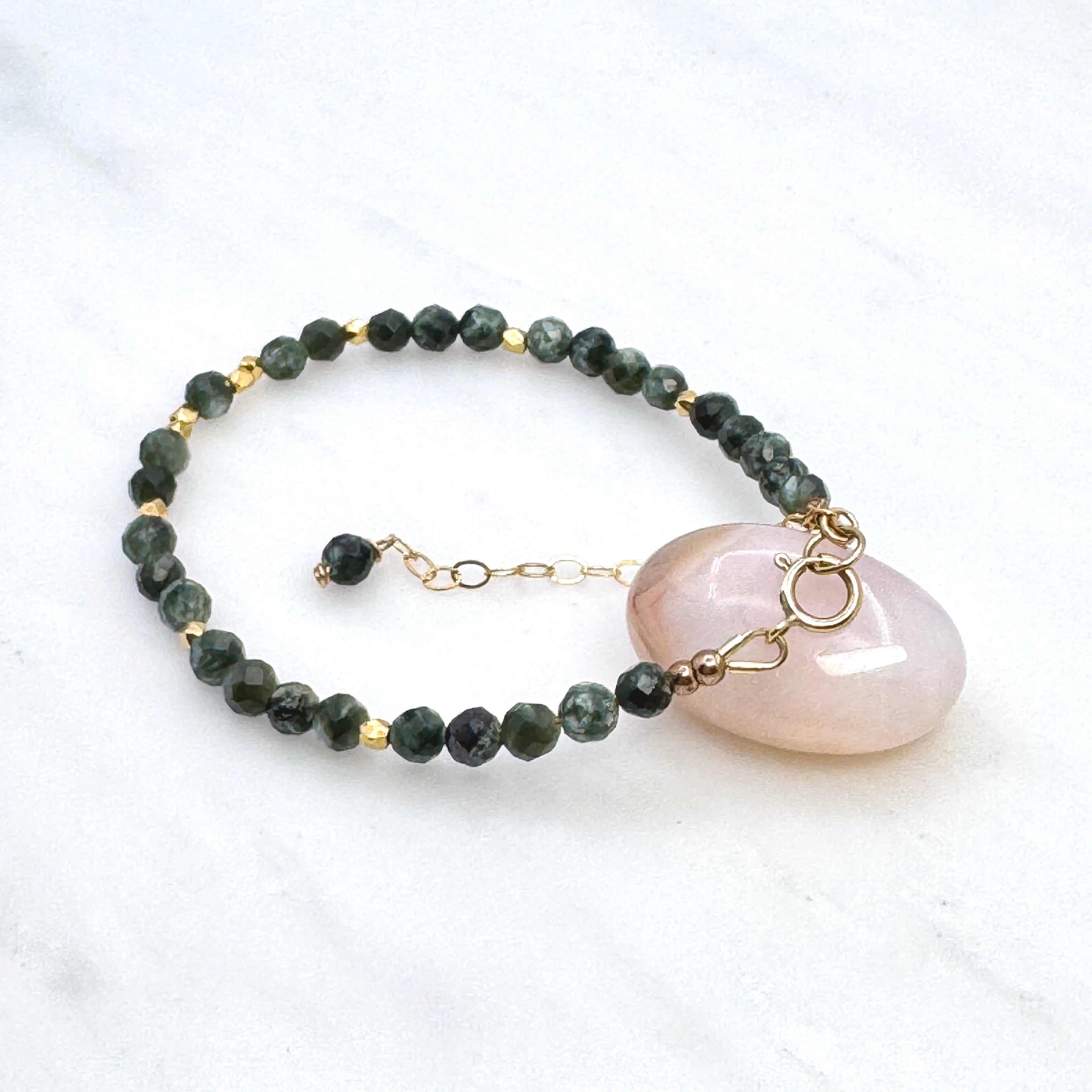 Faceted Seraphinite Gold-Filled Bracelet
