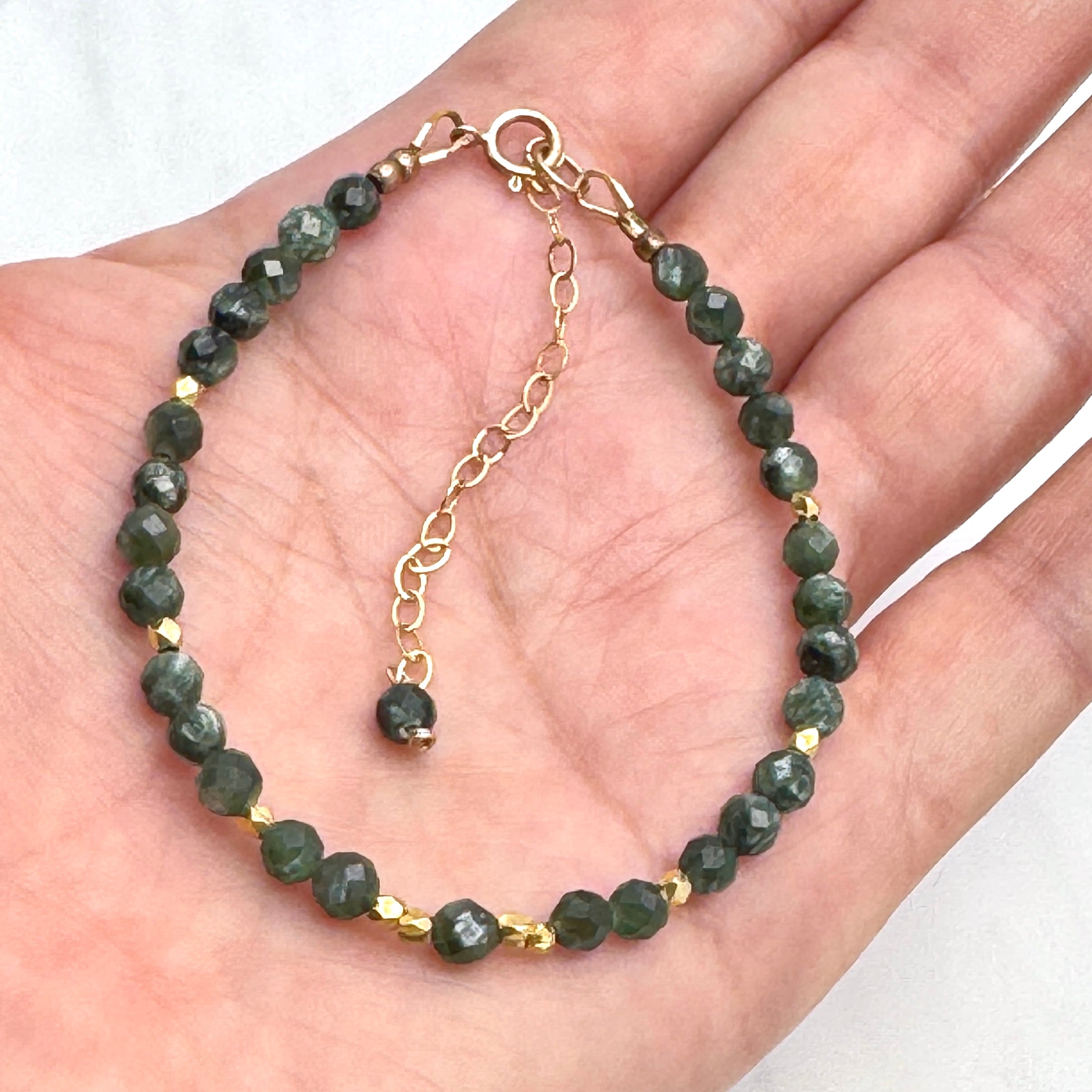 Faceted Seraphinite Gold-Filled Bracelet