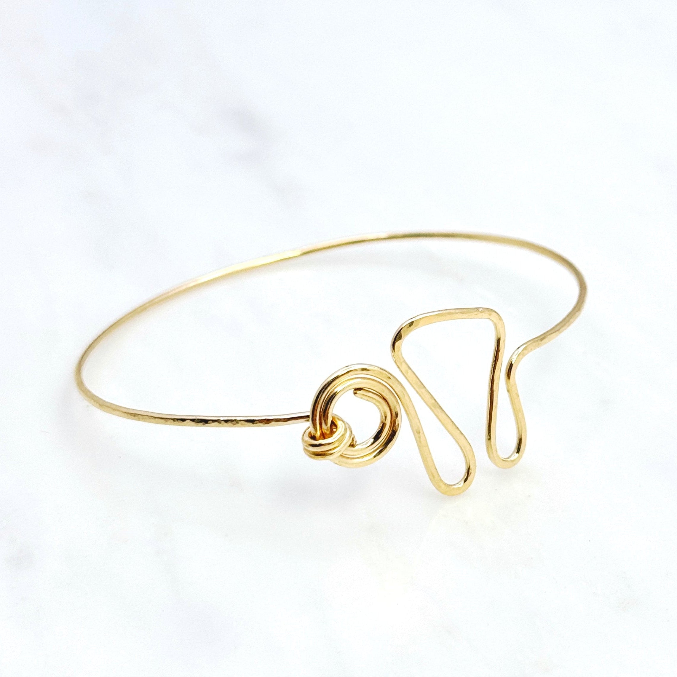 Thick 14Kt Gold-Filled Hammered Swirl Bangle