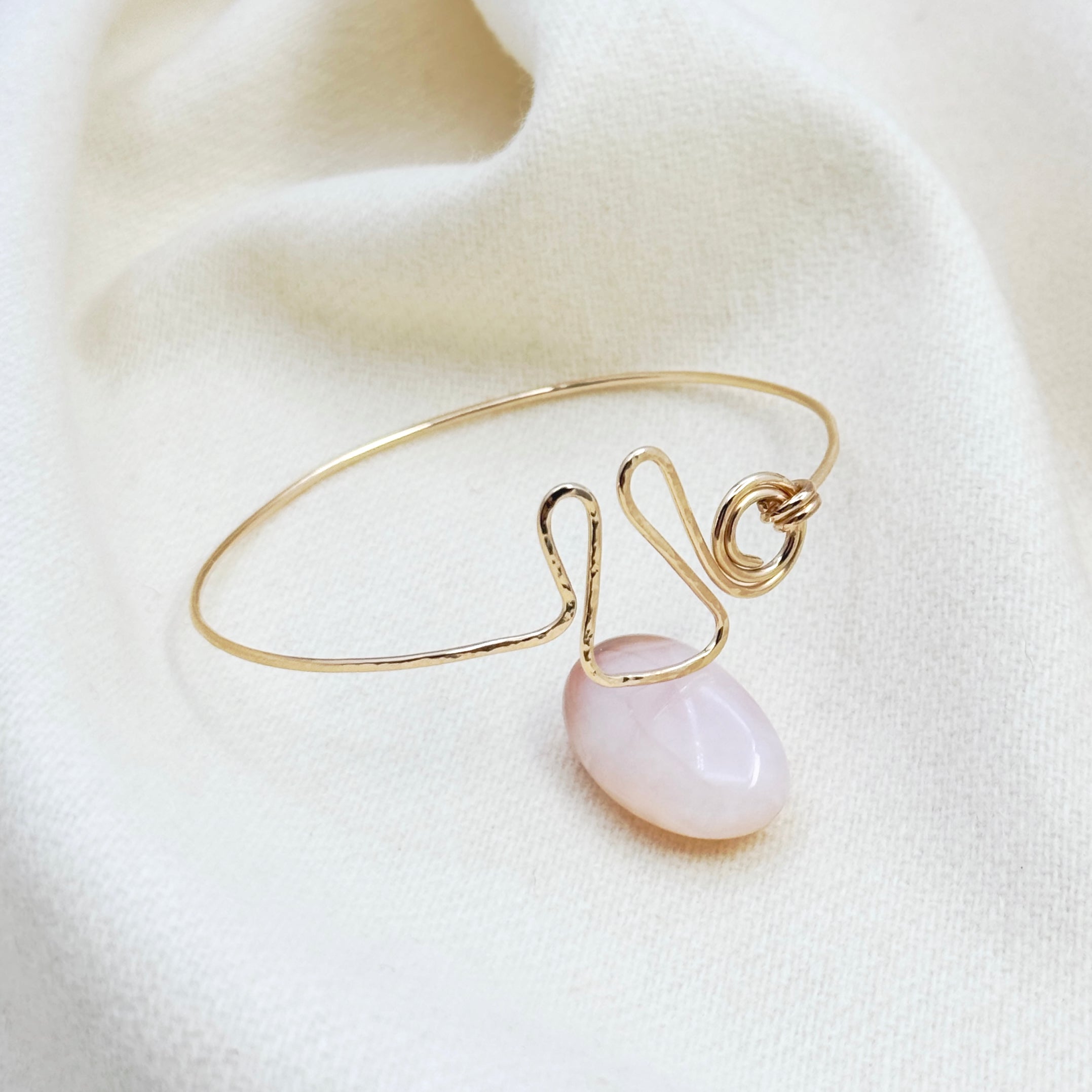 Thick 14Kt Gold-Filled Hammered Swirl Bangle