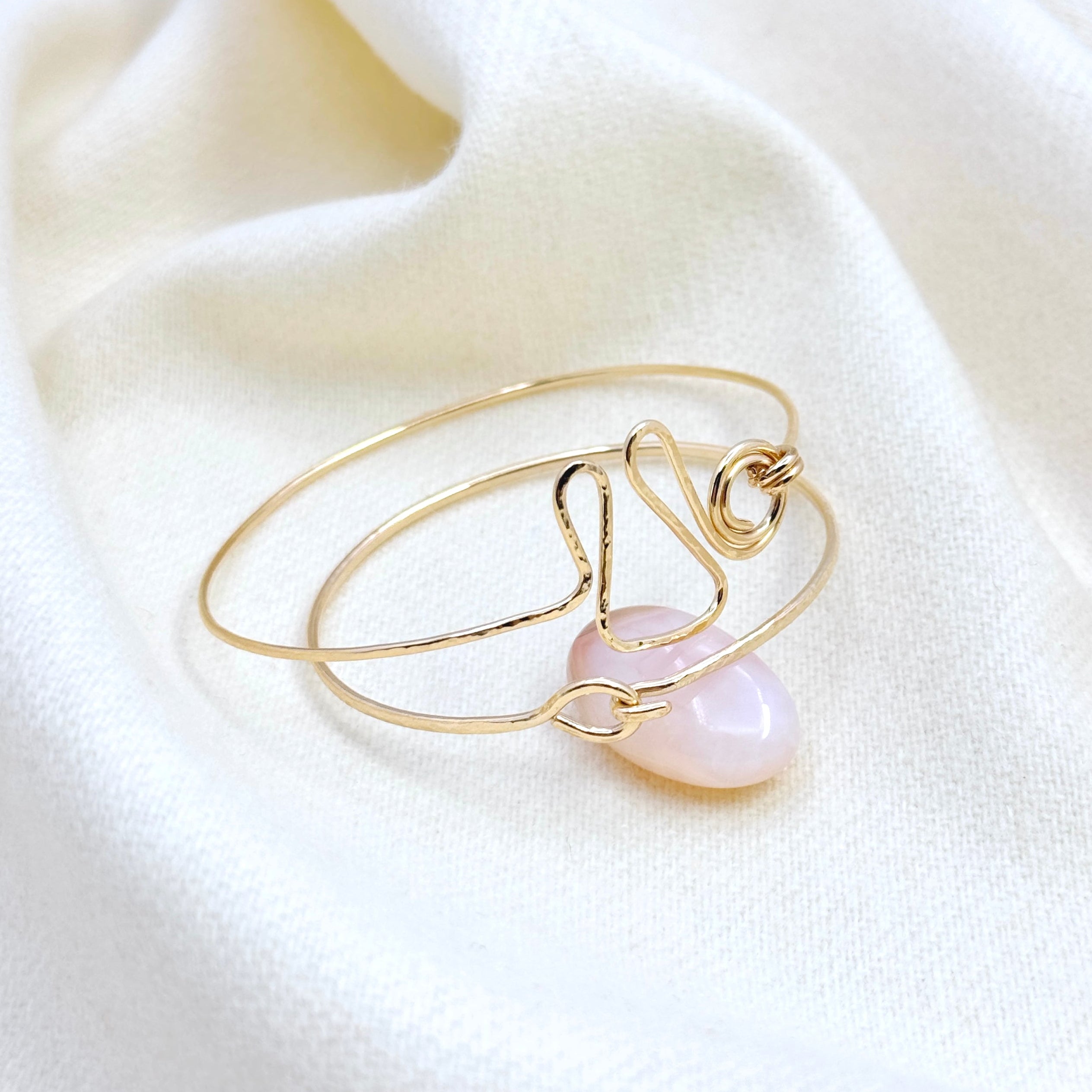 Thick 14Kt Gold-Filled Hammered Swirl Bangle