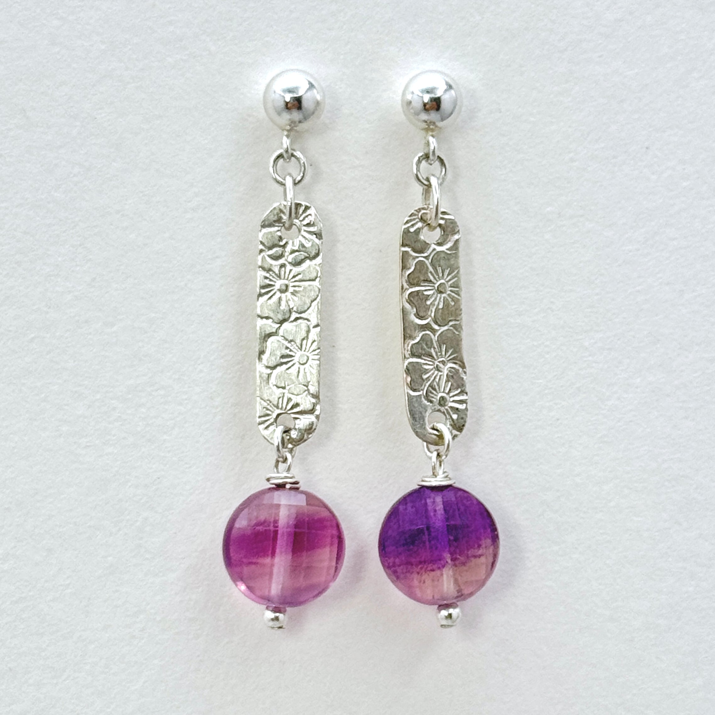 Floral Bar Sterling Silver Earrings