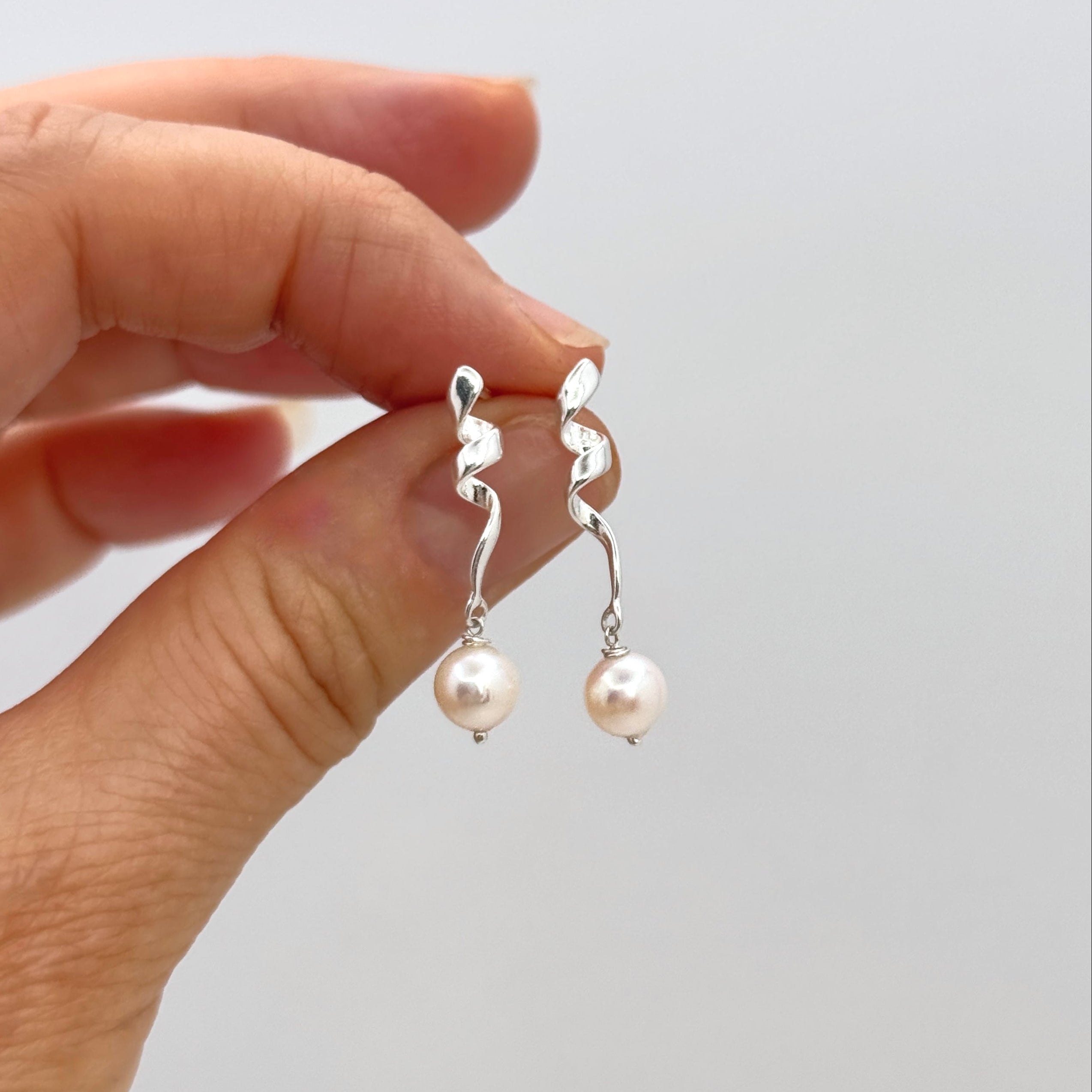 Akoya Pearl Sterling Silver Drop Earrings