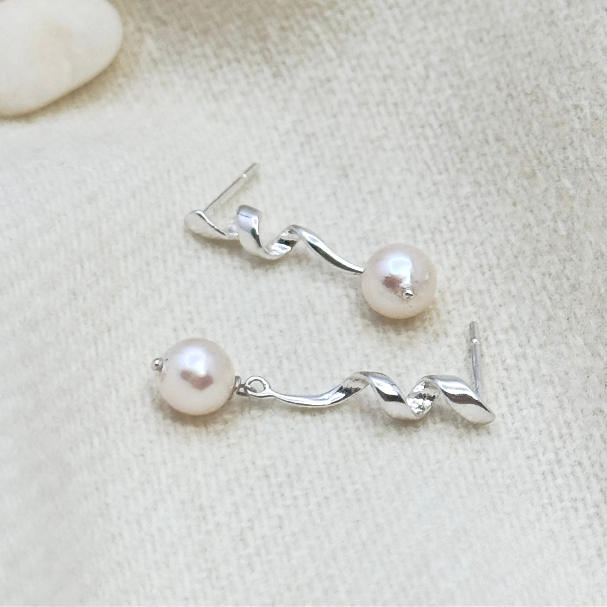 Akoya Pearl Sterling Silver Drop Earrings