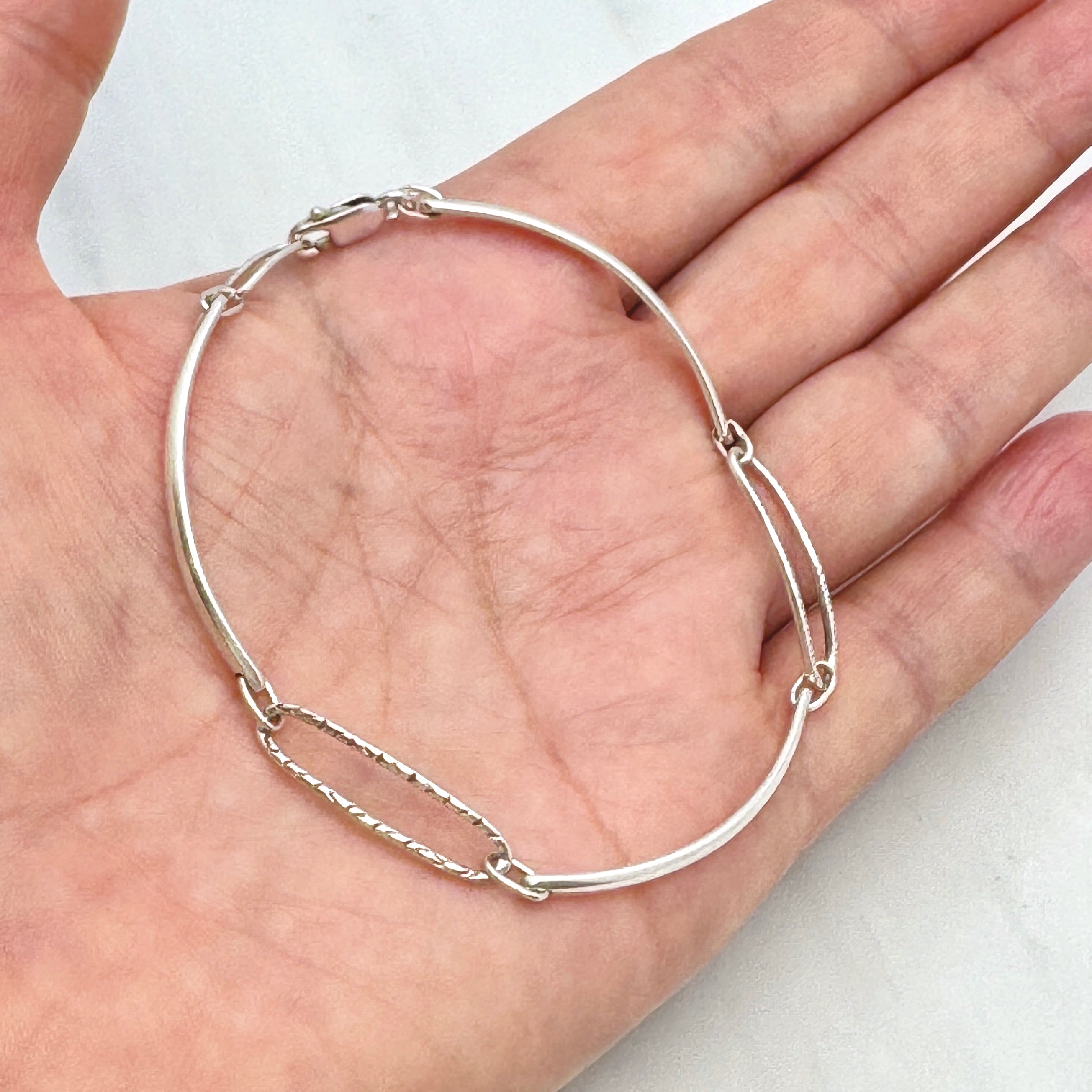 Handmade Sterling Silver Long Link Bracelet