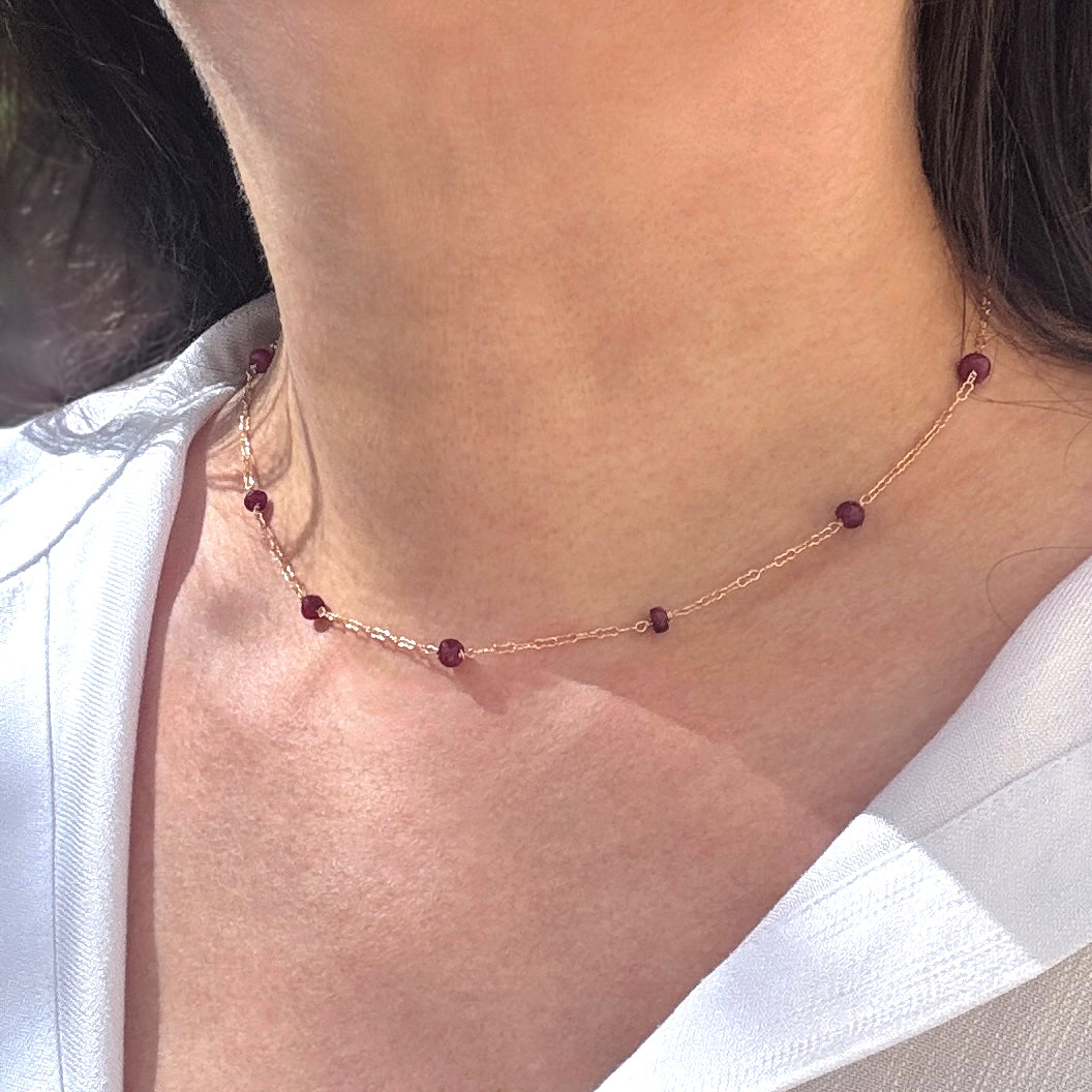Faceted Ruby 14Kt Gold-Filled Station Choker