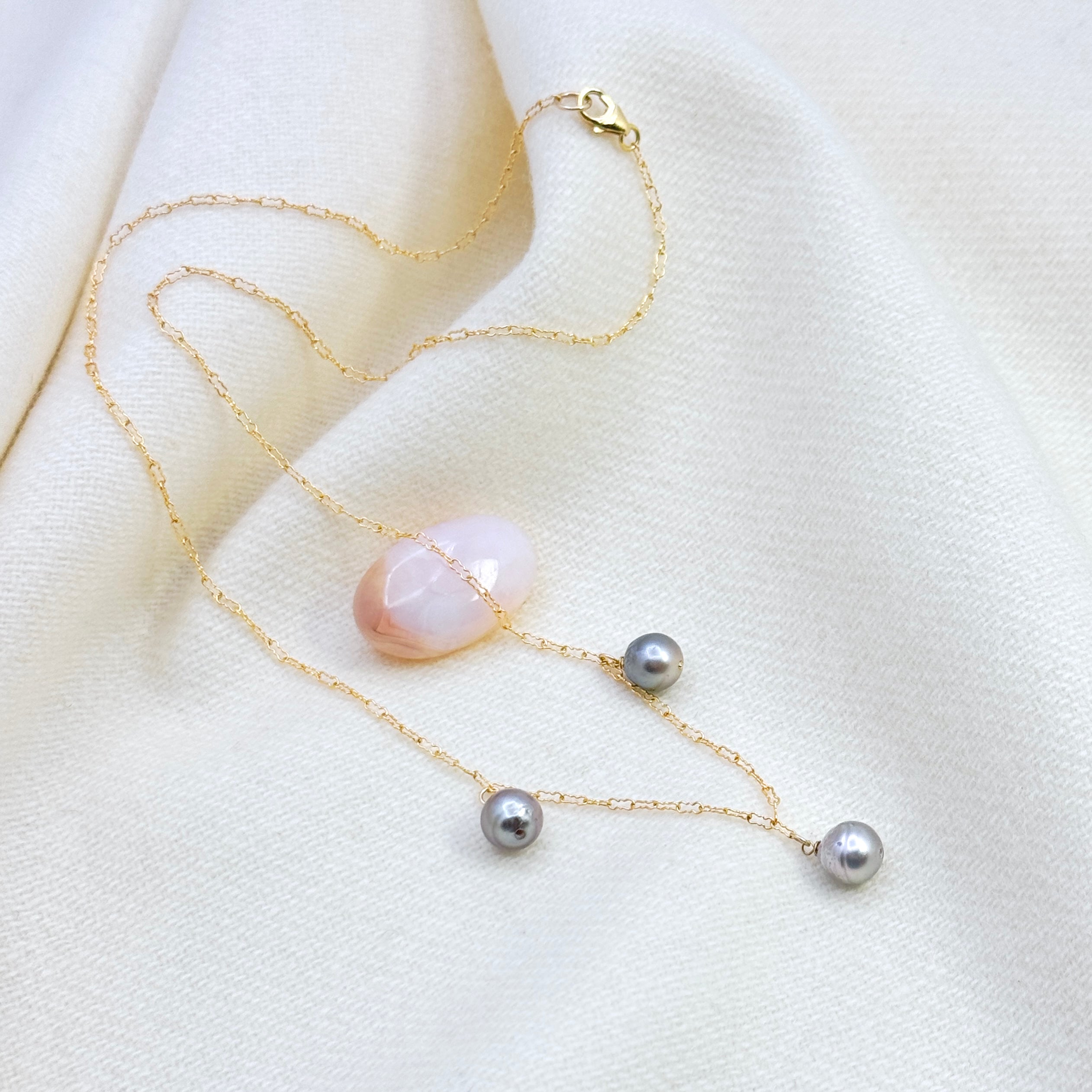 Tahitian Pearl Trio Drop Gold-Filled Necklace